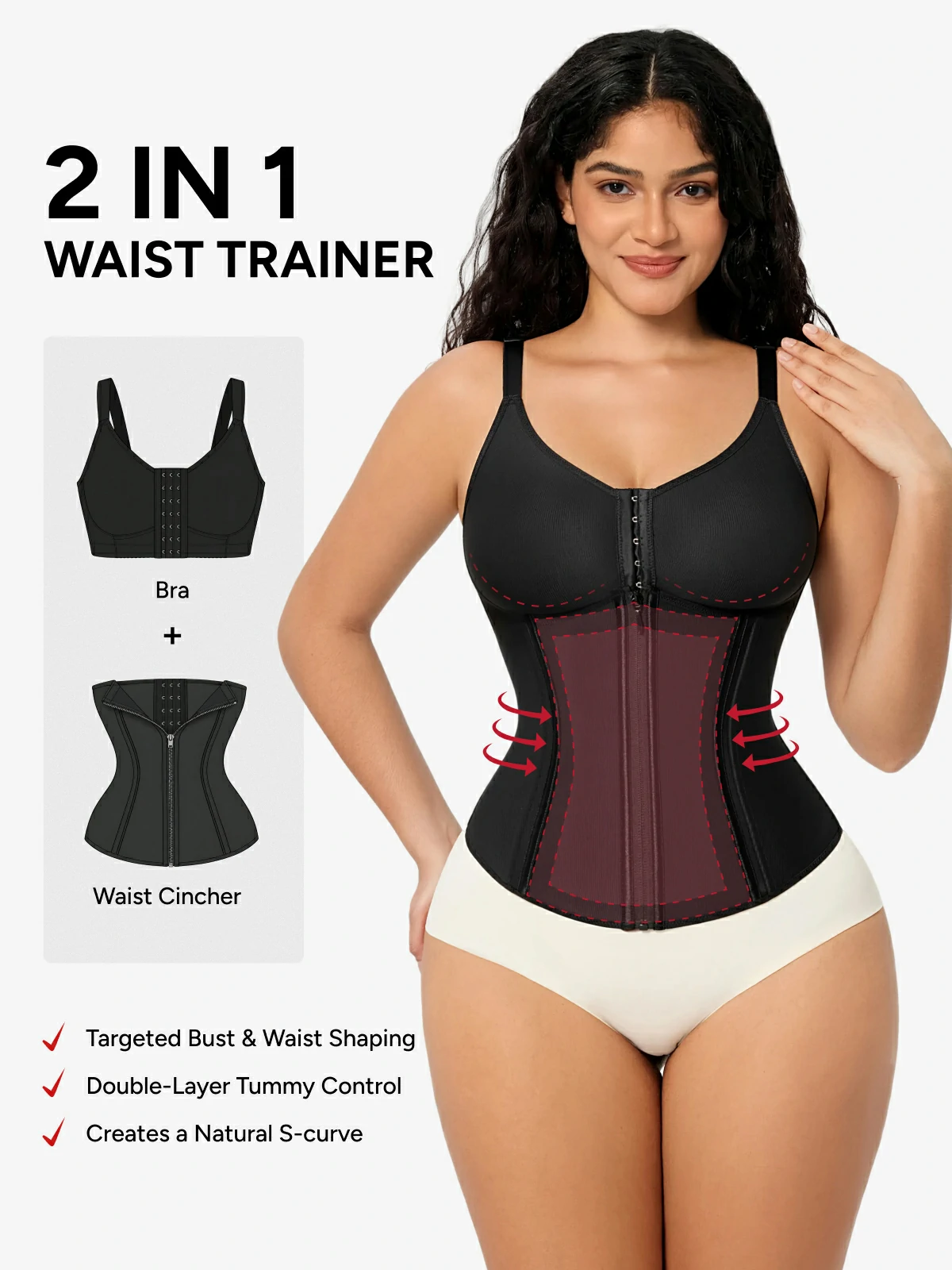 Women Front Zip Waist Sculpting Tummy Control Corset Top