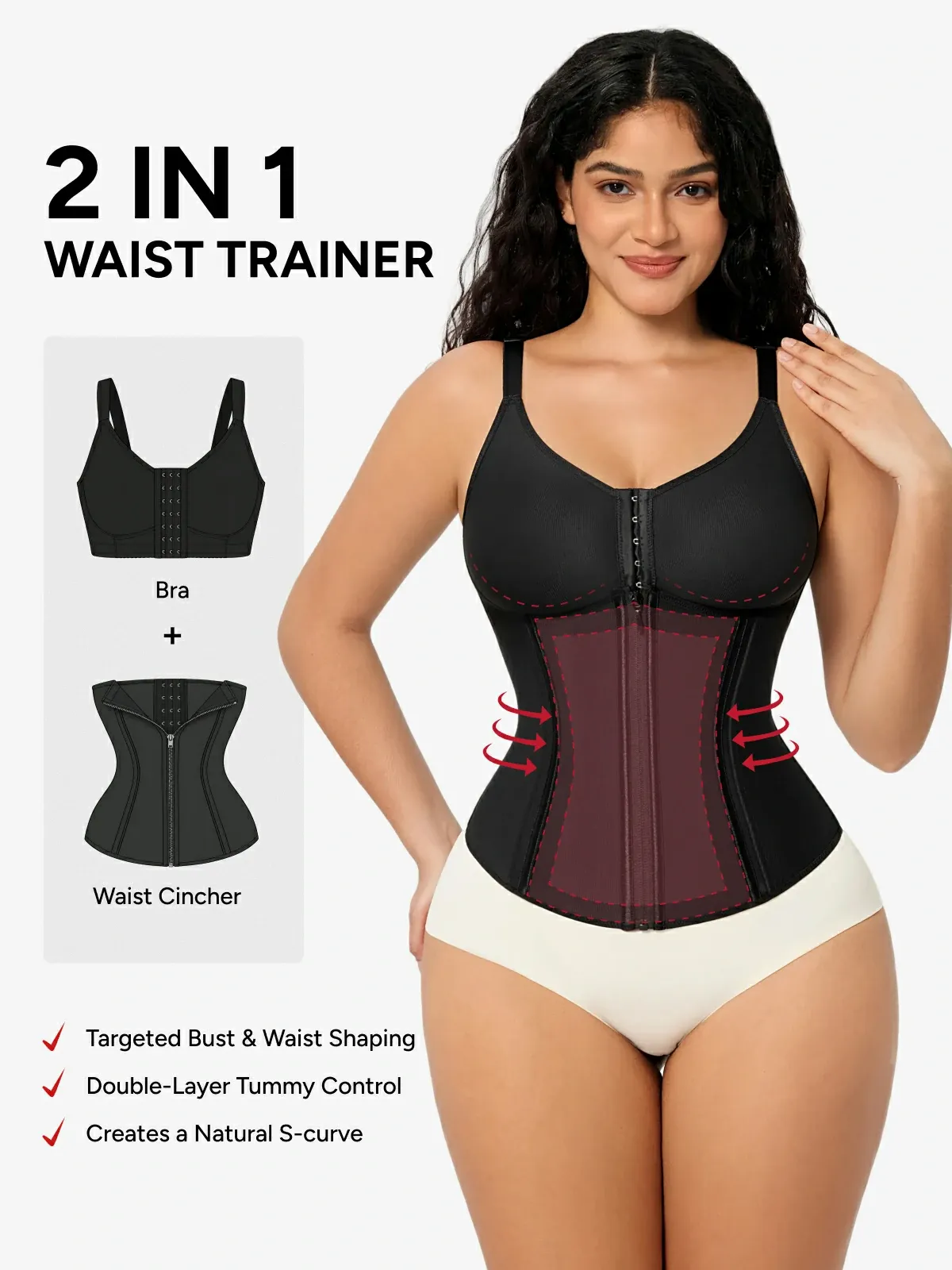 Women Front Zip Waist Sculpting Tummy Control Corset Top