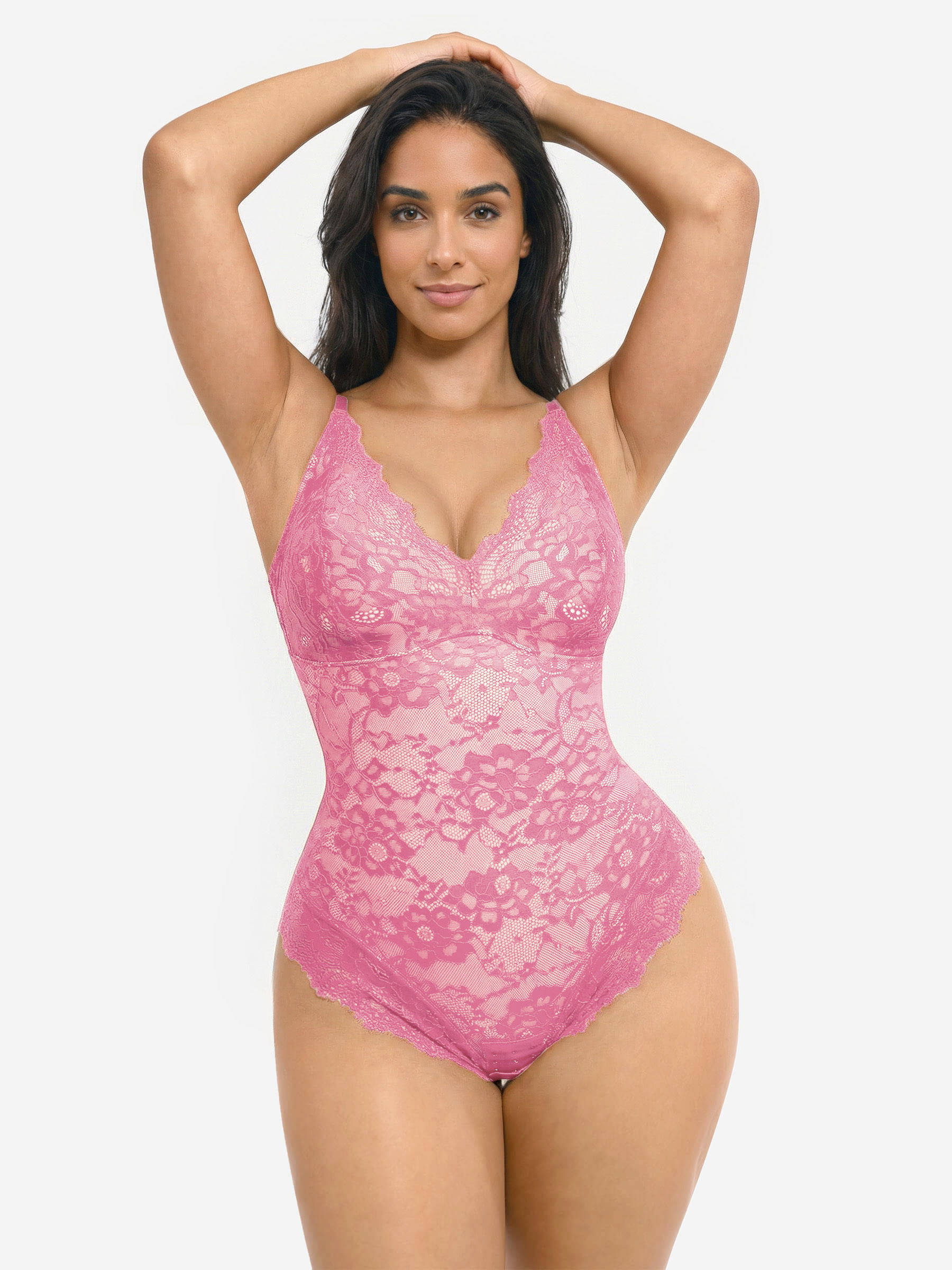 Lace Smoothing Tummy Control Cami Thong Bodysuit