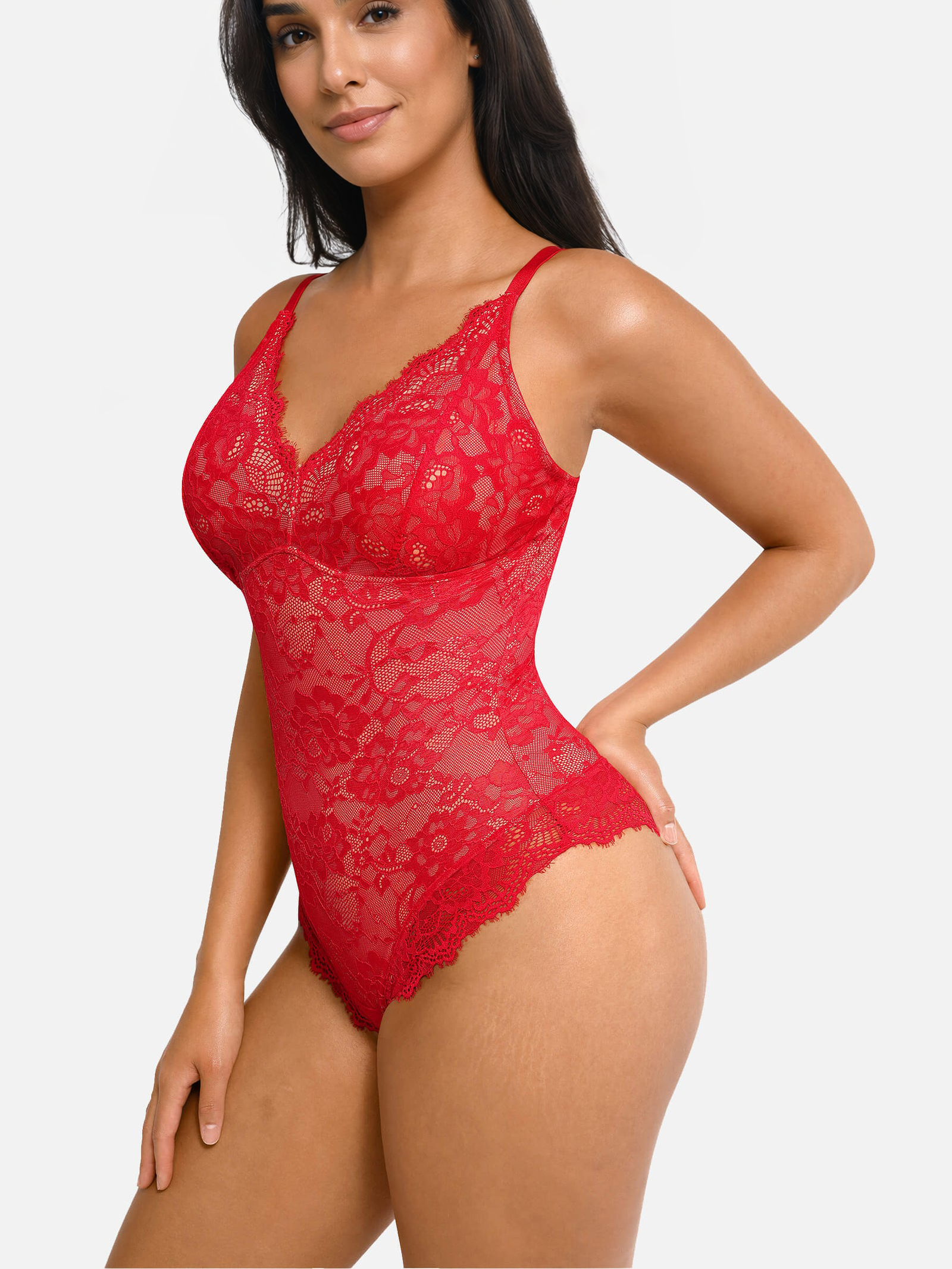 Lace Smoothing Tummy Control Cami Thong Bodysuit