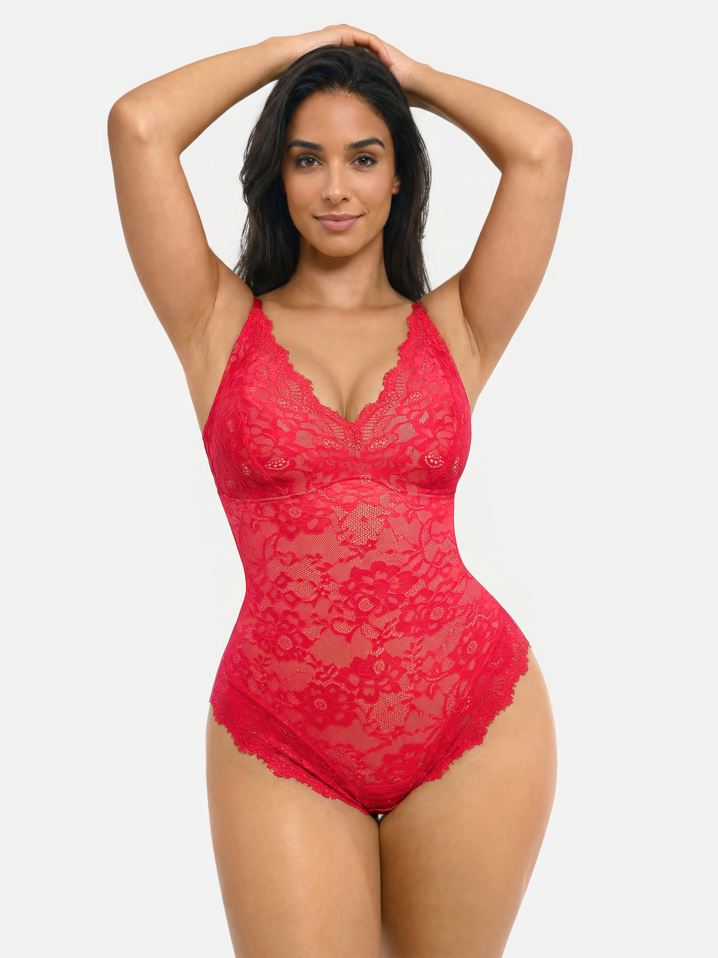 Lace Smoothing Tummy Control Cami Thong Bodysuit