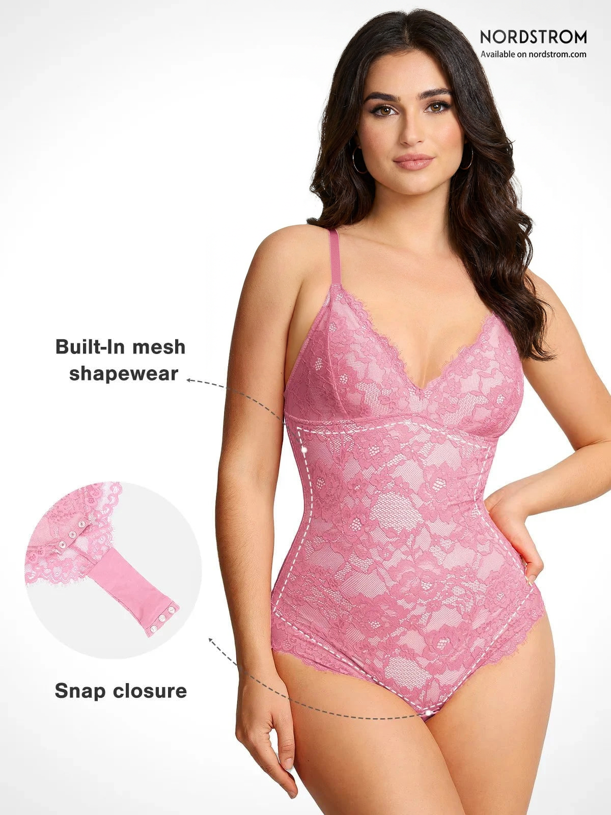 Lace Smoothing Plunge Cami Thong Bodysuit