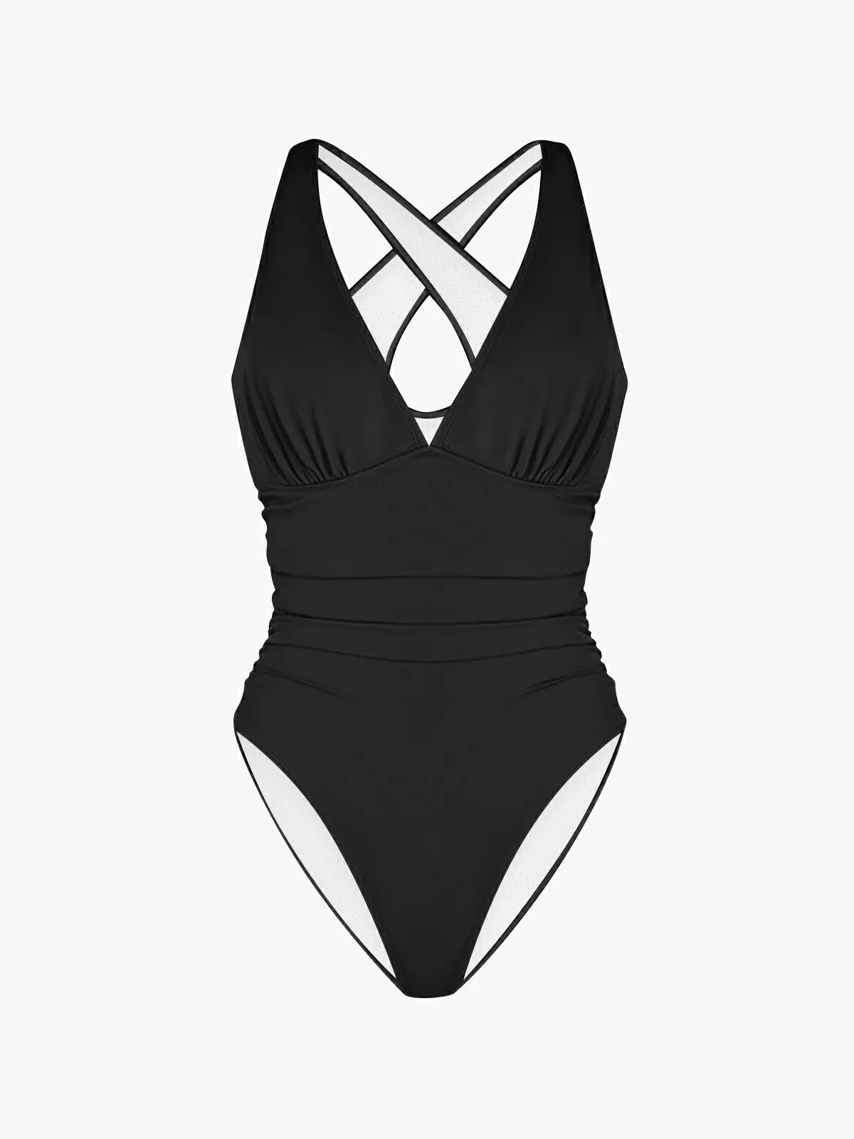Deep Plunge Ruched One-Piece Swimsuit
