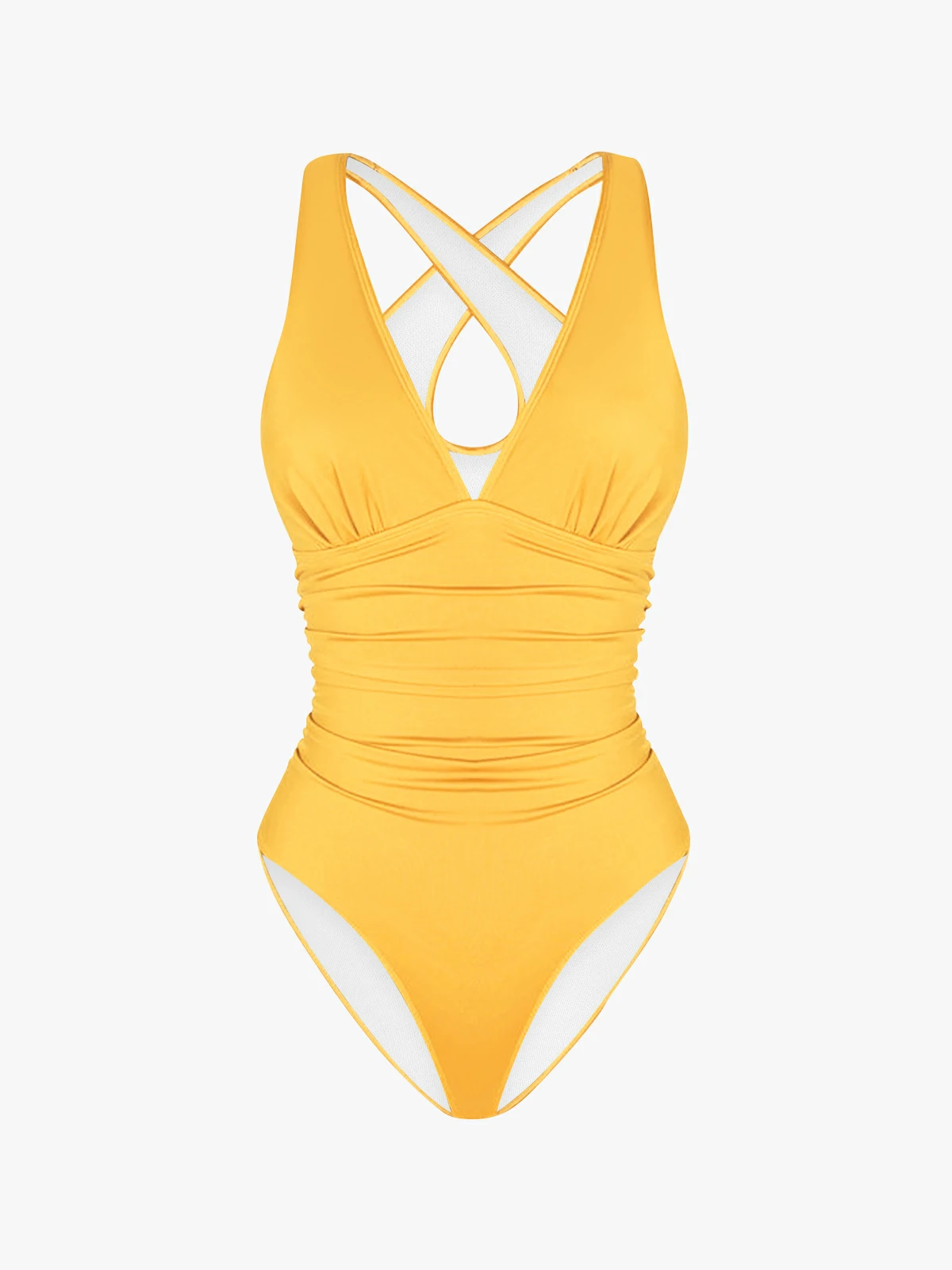 Deep Plunge Ruched One-Piece Swimsuit