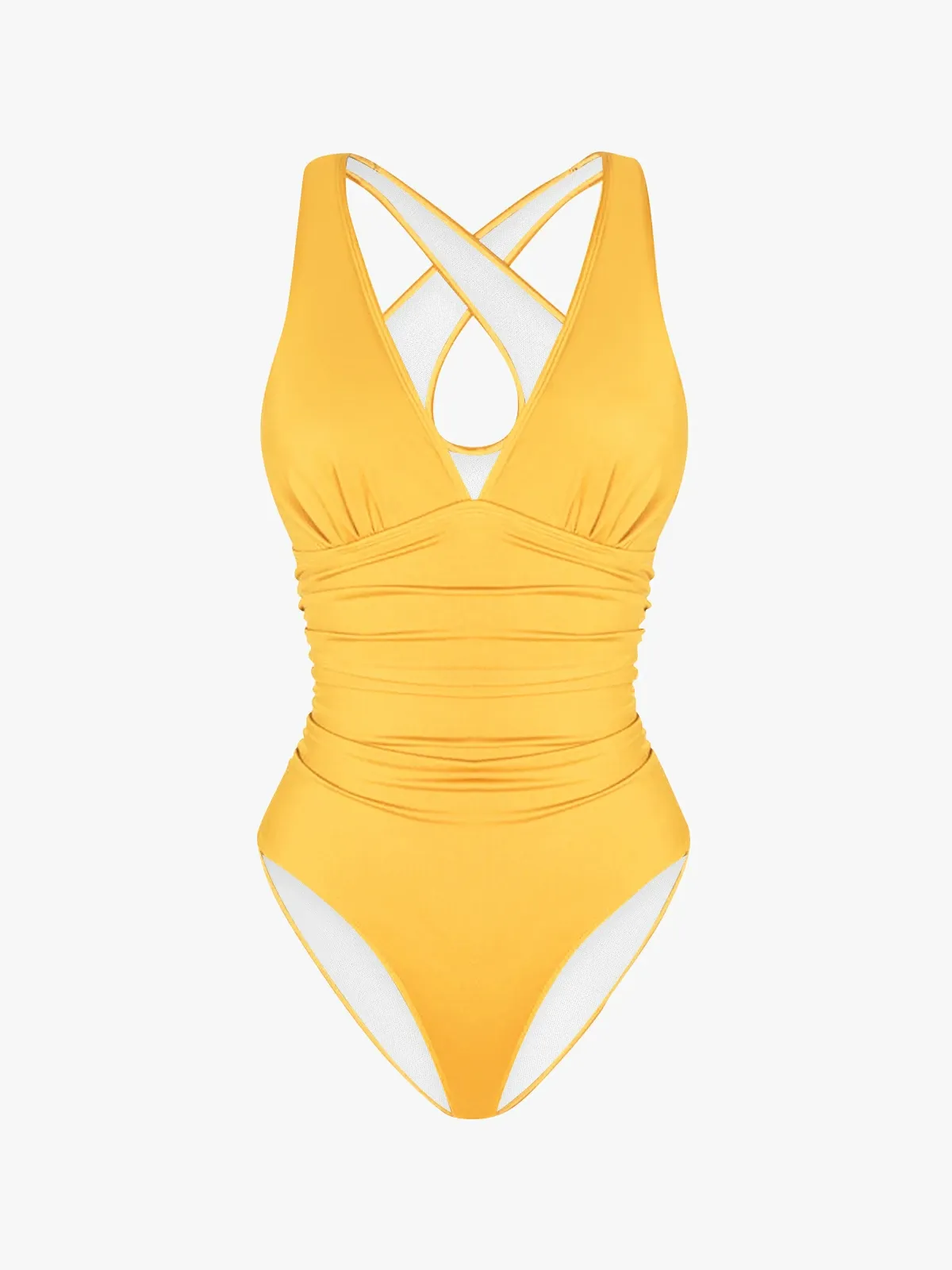 Deep Plunge Ruched One-Piece Swimsuit