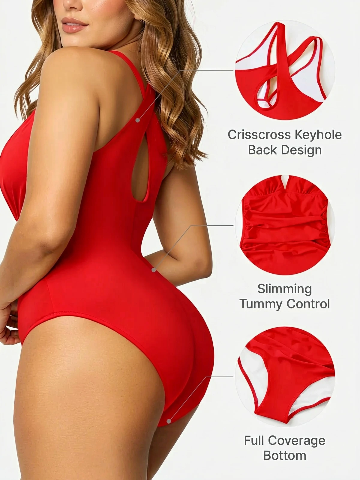 Deep Plunge Ruched One-Piece Swimsuit