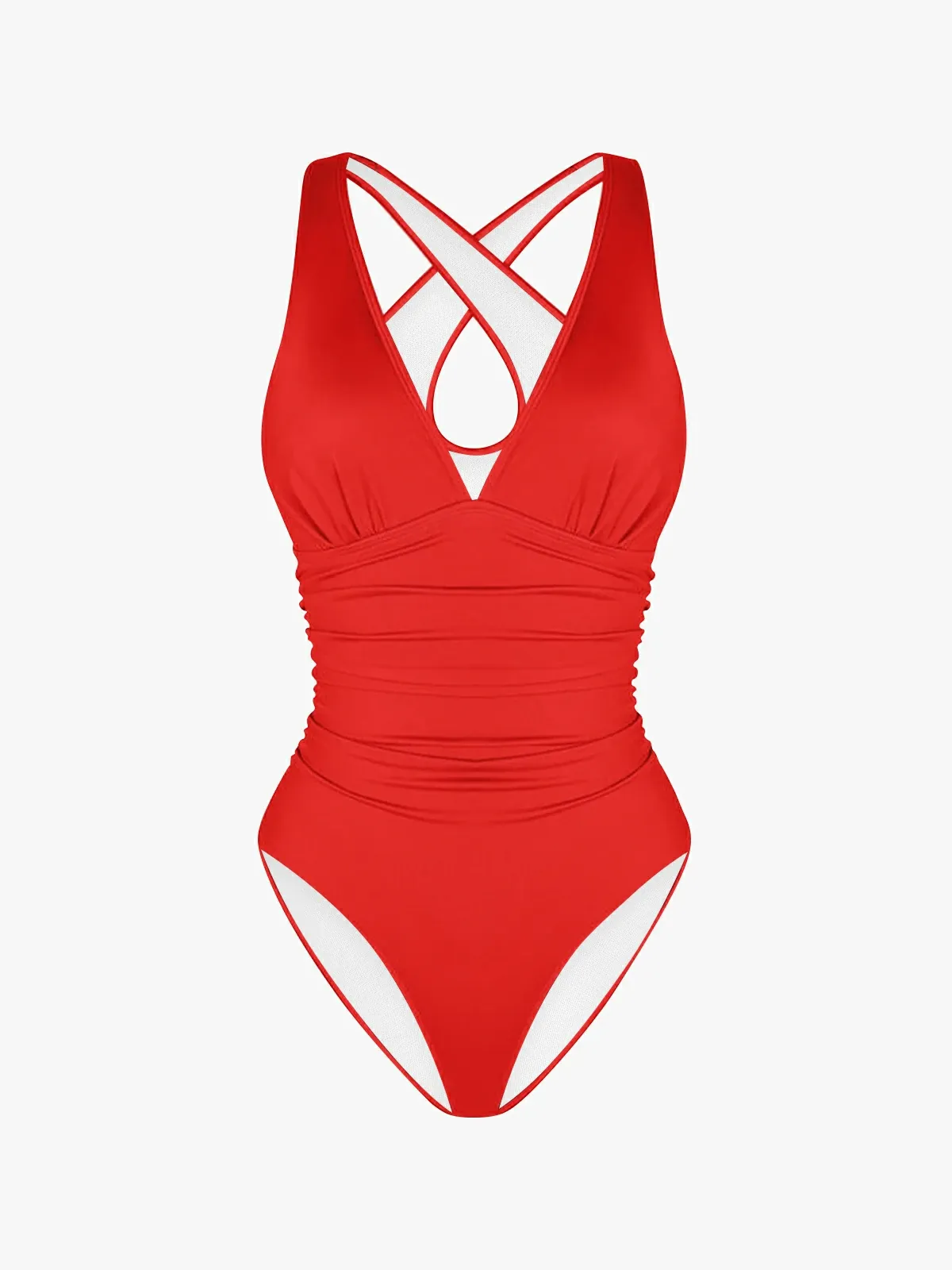 Deep Plunge Ruched One-Piece Swimsuit