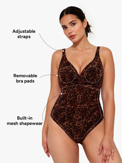 Deep Plunge Twist Front Ruched One-Piece Swimsuit