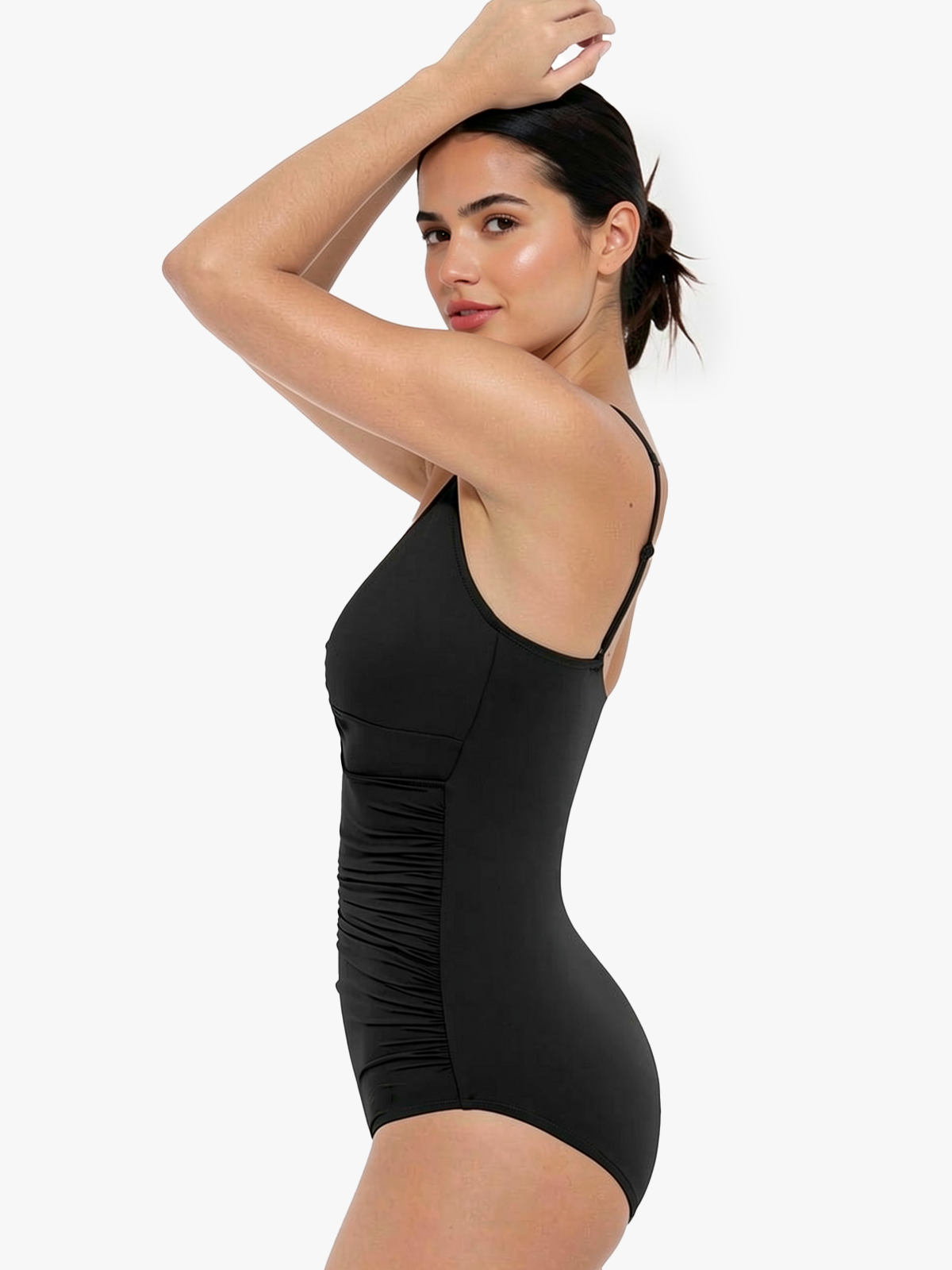 Deep Plunge Twist Front Ruched One-Piece Swimsuit