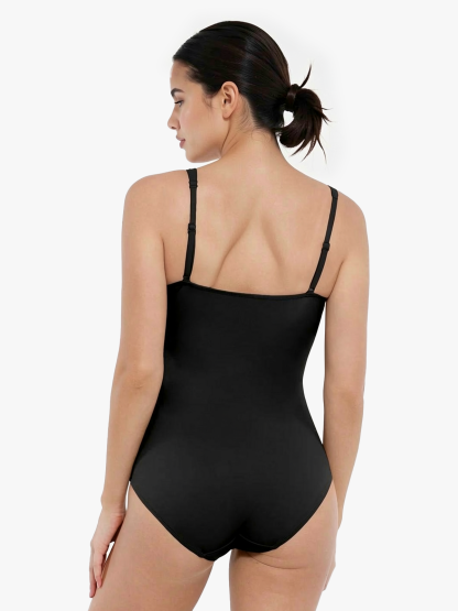 Deep Plunge Twist Front Ruched One-Piece Swimsuit
