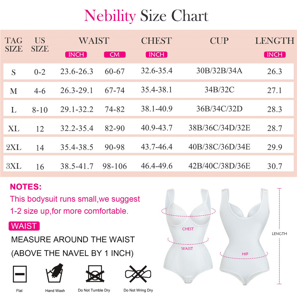 Nebility Built In Bra Sleeveless Thong Shapewear for Women
