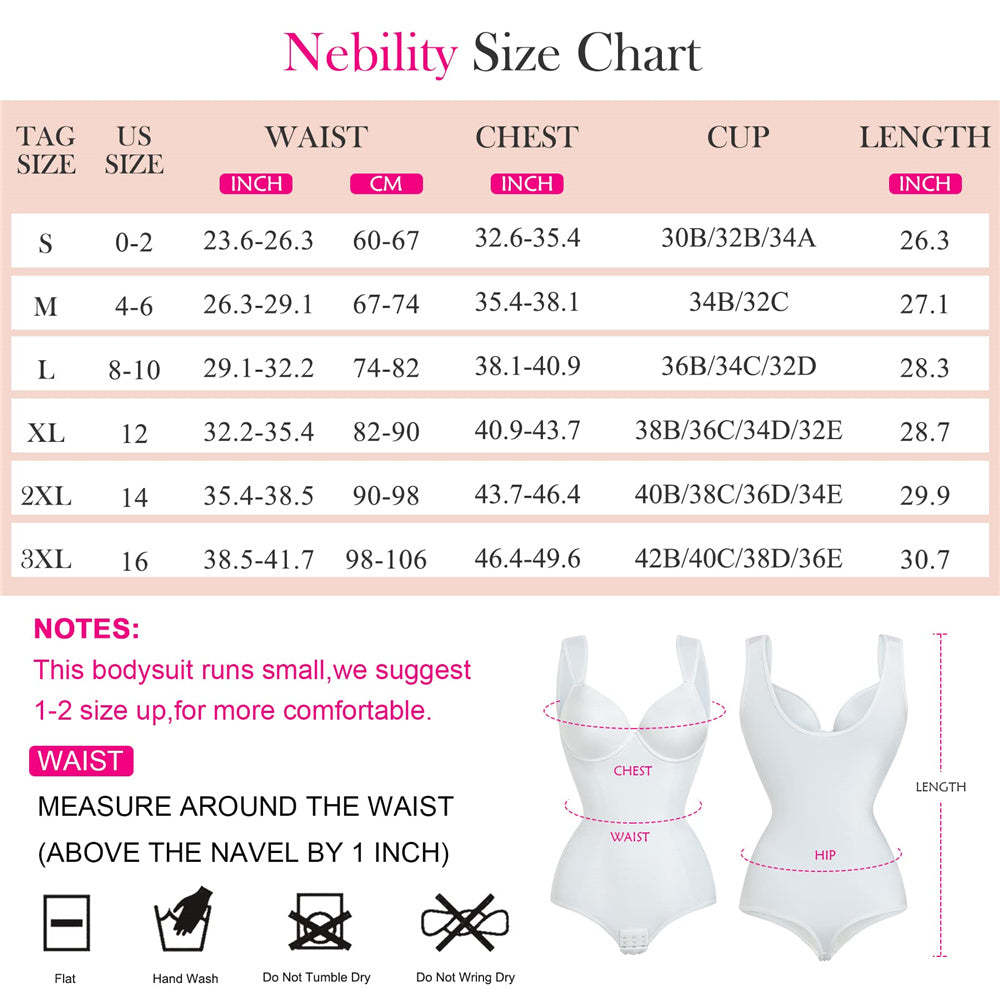Nebility Built In Bra Sleeveless Thong Shapewear for Women