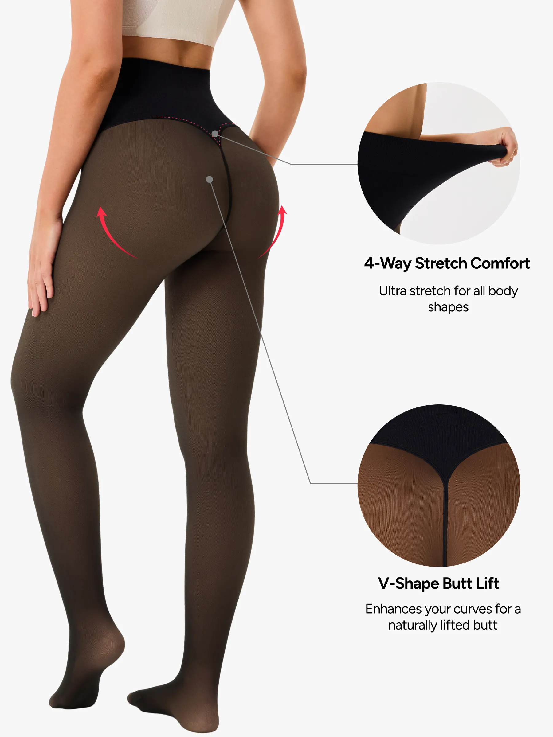 High Waisted Fleece Lined Thermal Compression Tight Tummy Control Leggings For Women