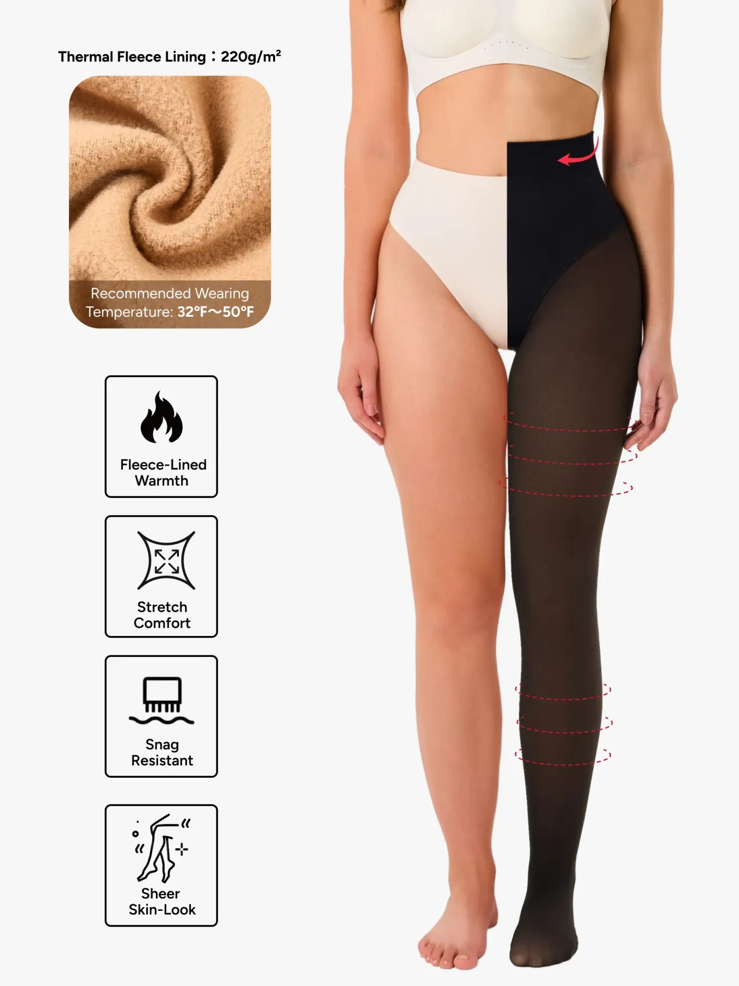 High Waisted Fleece Lined Thermal Compression Tight Tummy Control Leggings For Women