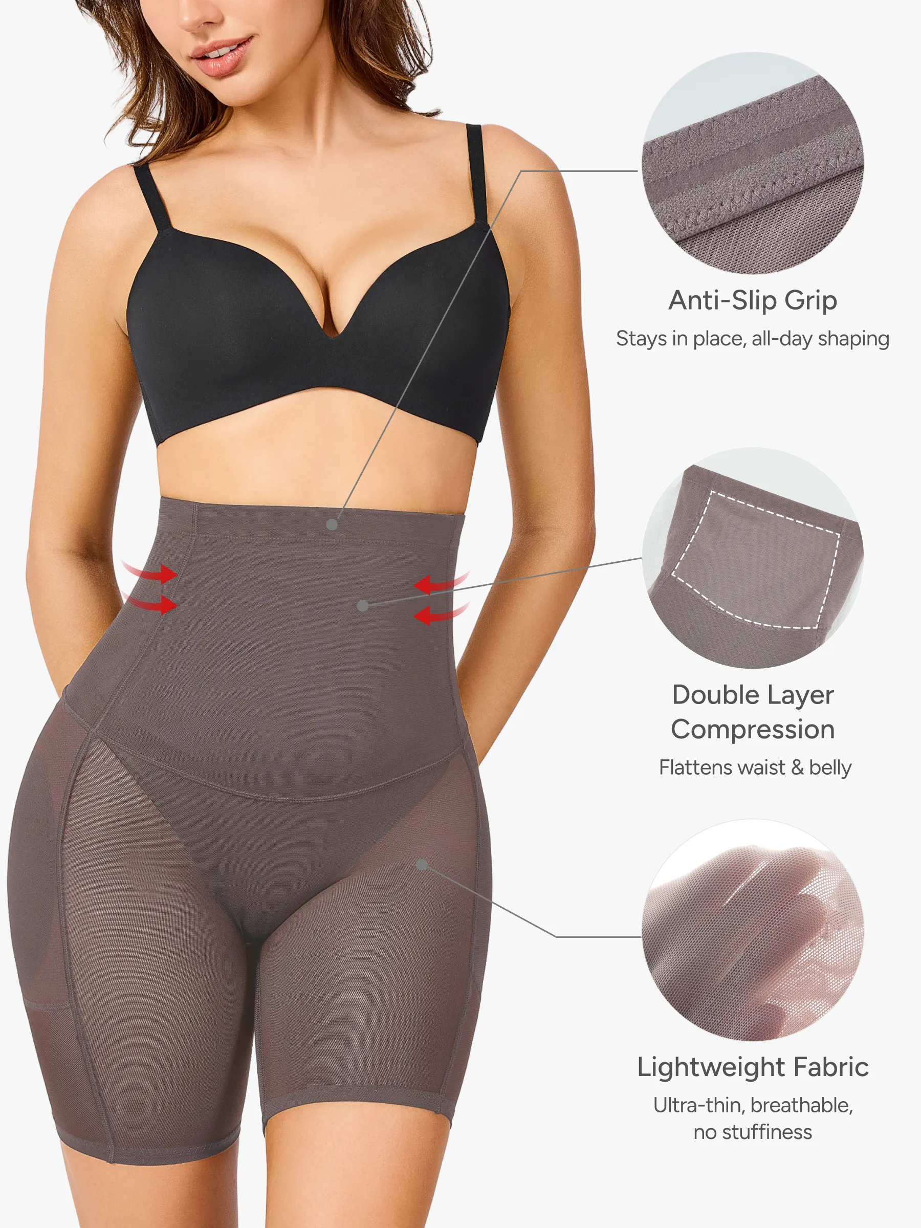 Women High Waist Padded Butt Lifting Shorts Thigh Shapewear 