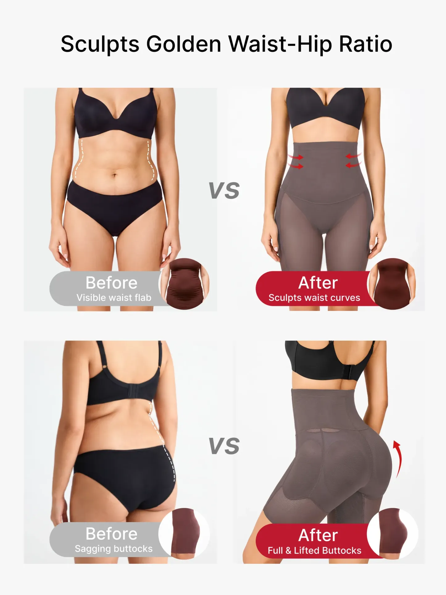 Women High Waist Padded Butt Lifting Shorts Thigh Shapewear 