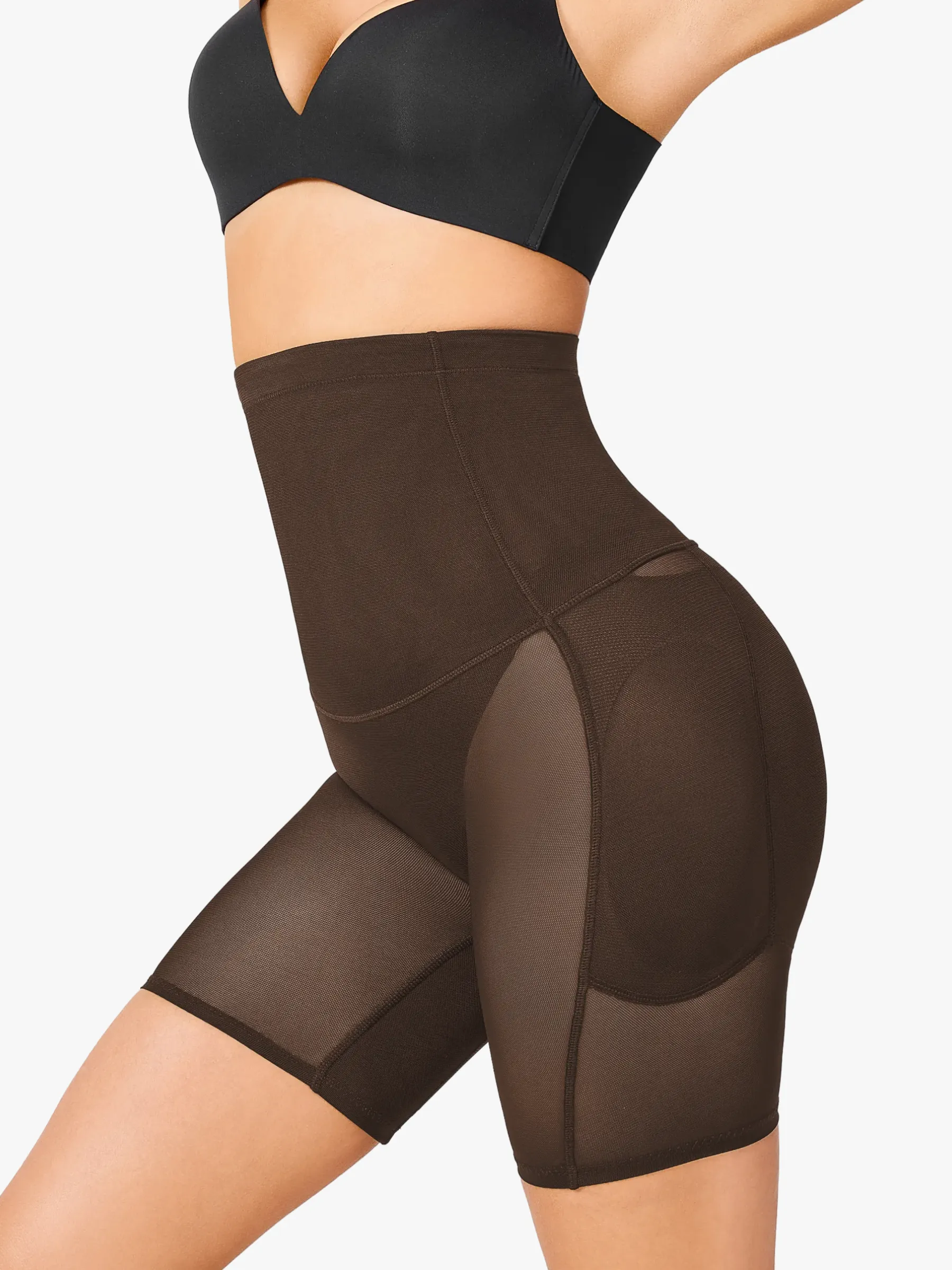 Women High Waist Padded Butt Lifting Shorts Thigh Shapewear 