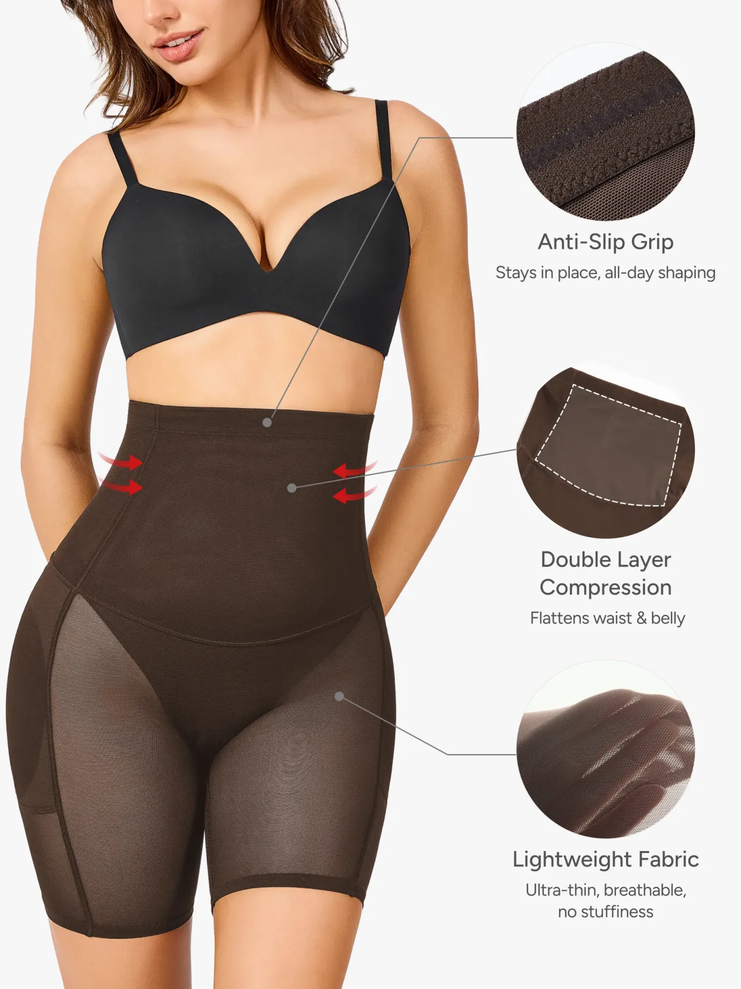 Women High Waist Padded Butt Lifting Shorts Thigh Shapewear 