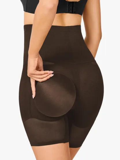 Women High Waist Padded Butt Lifting Shorts Thigh Shapewear 