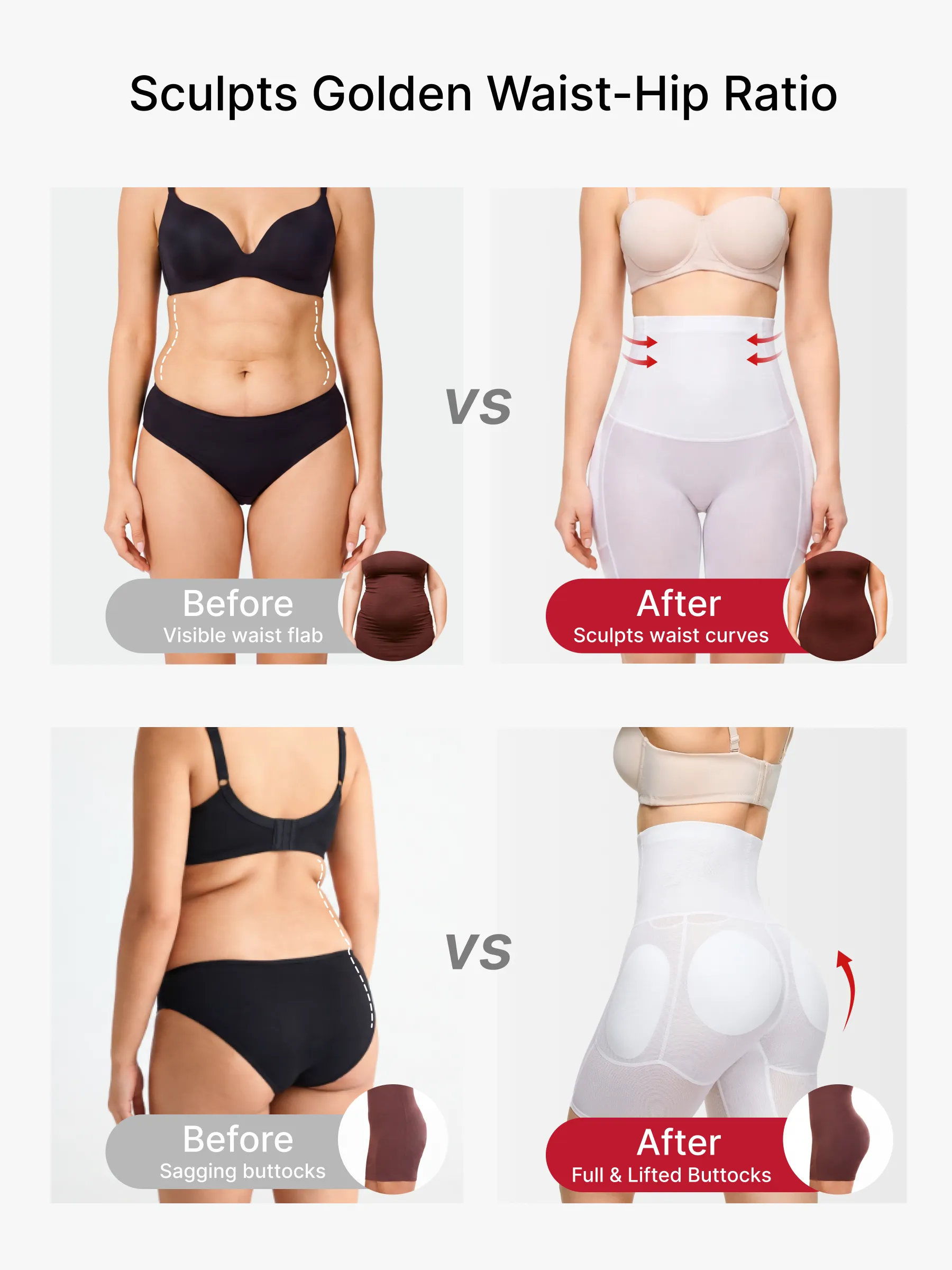 Women High Waist Padded Butt Lifting Shorts Thigh Shapewear 