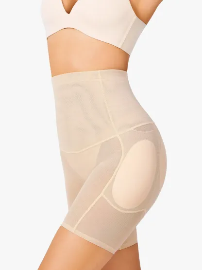 Women High Waist Padded Butt Lifting Shorts Thigh Shapewear 