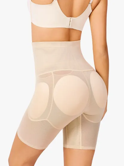 Women High Waist Padded Butt Lifting Shorts Thigh Shapewear 