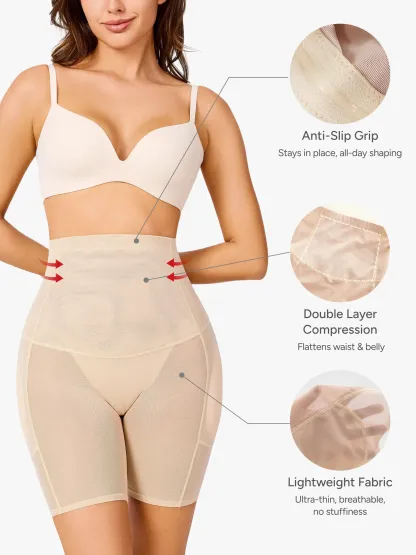 Women High Waist Padded Butt Lifting Shorts Thigh Shapewear 