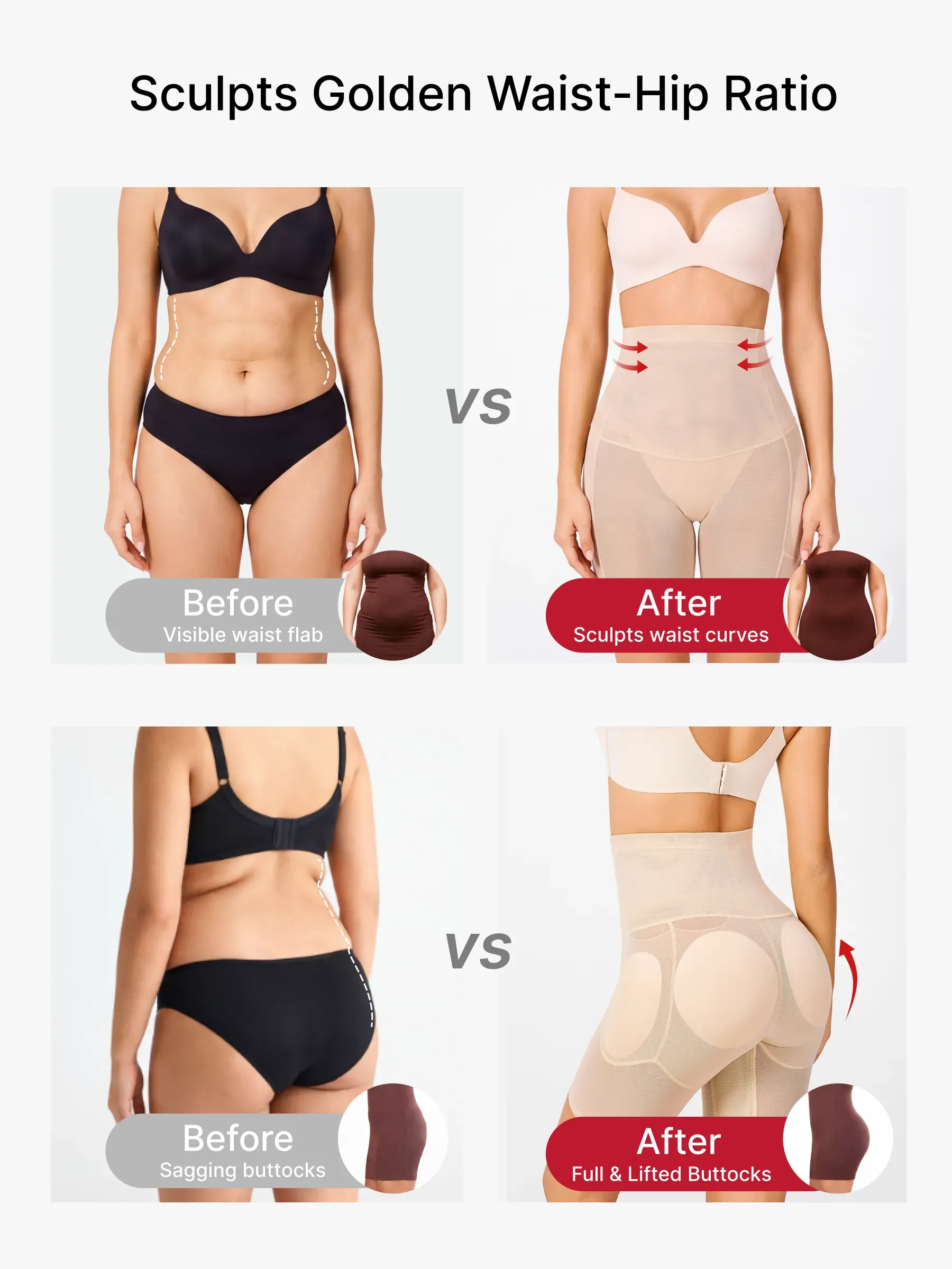Women High Waist Padded Butt Lifting Shorts Thigh Shapewear 