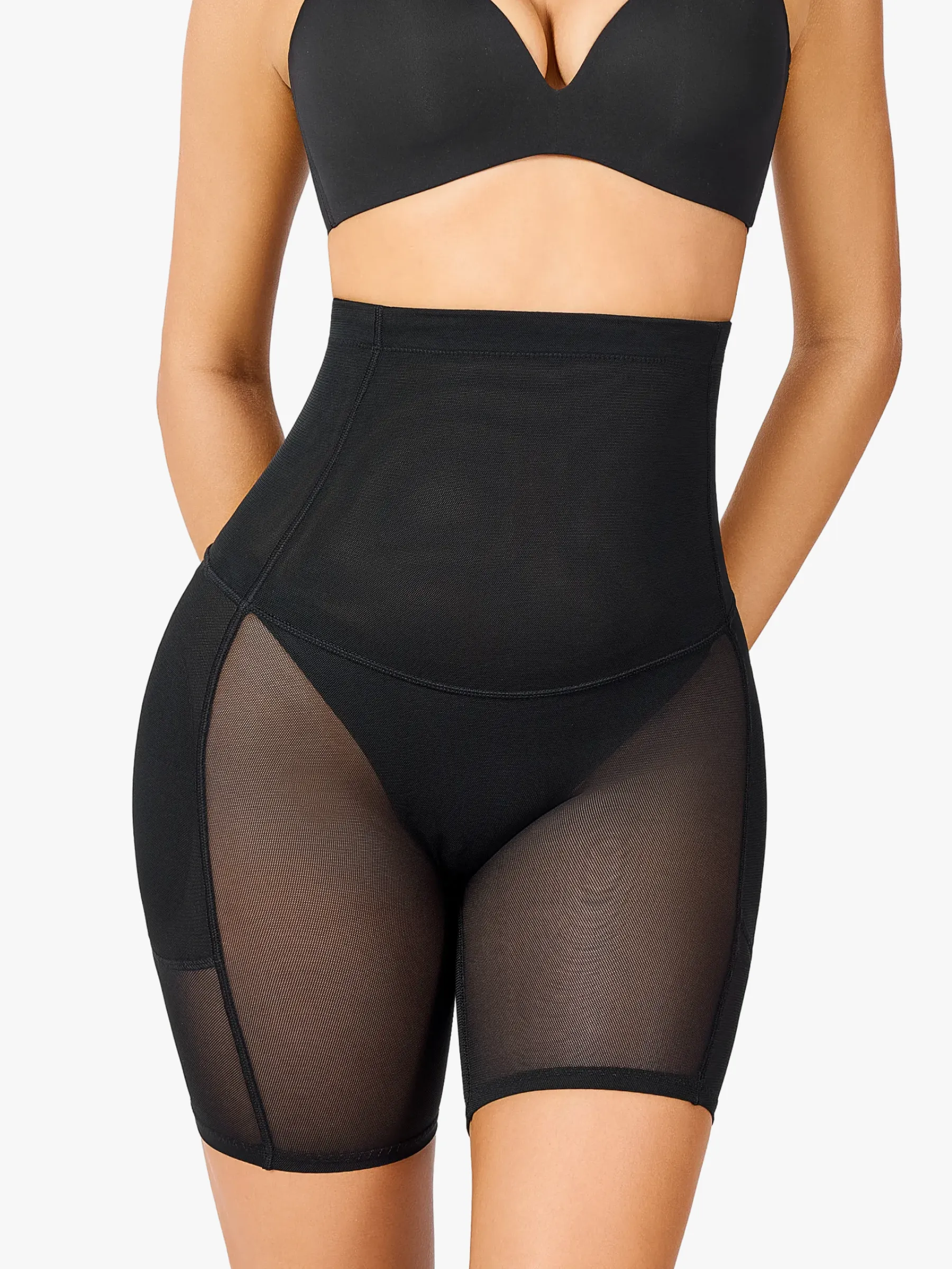 Women High Waist Padded Butt Lifting Shorts Thigh Shapewear 