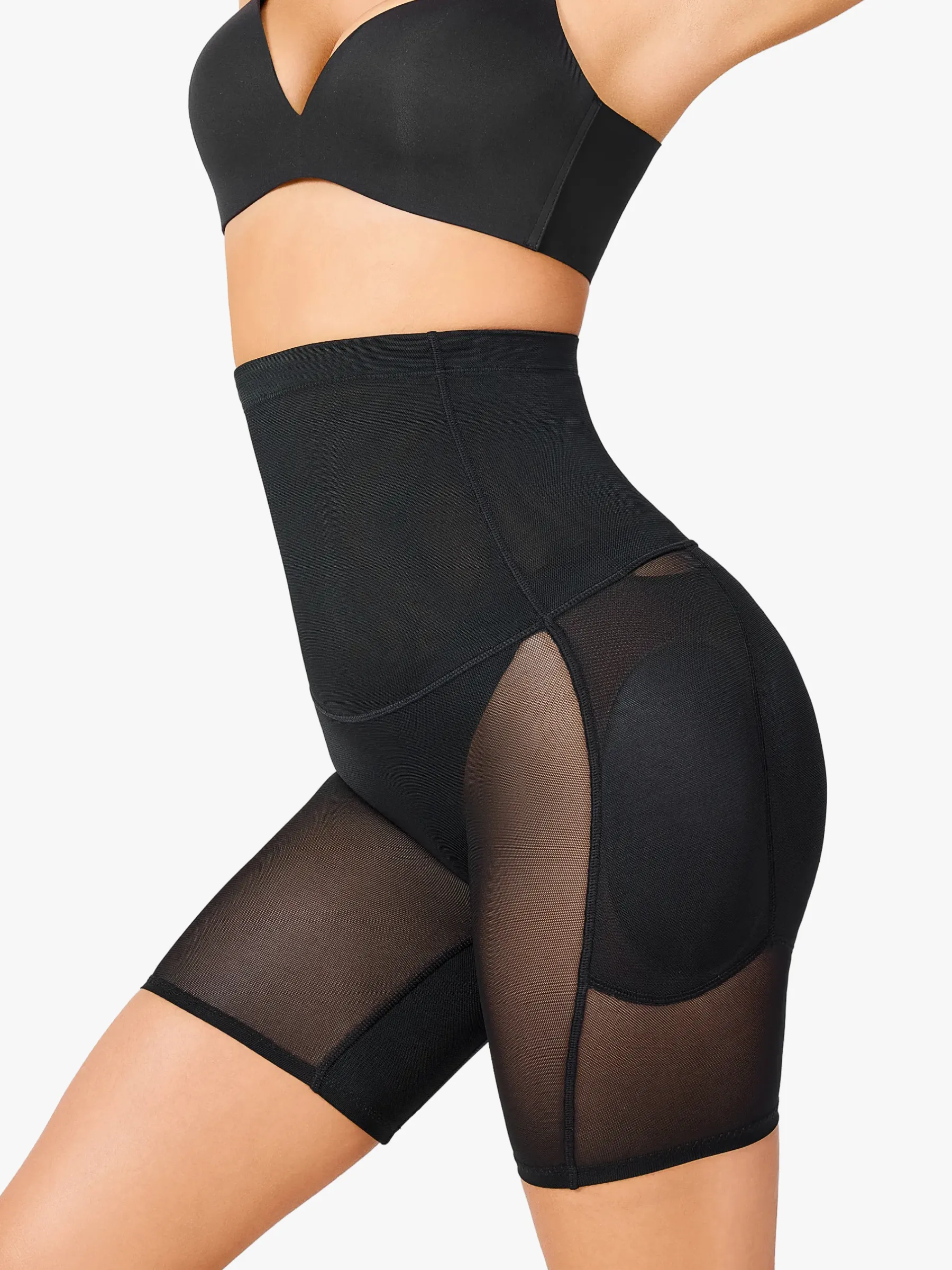 Women High Waist Padded Butt Lifting Shorts Thigh Shapewear 