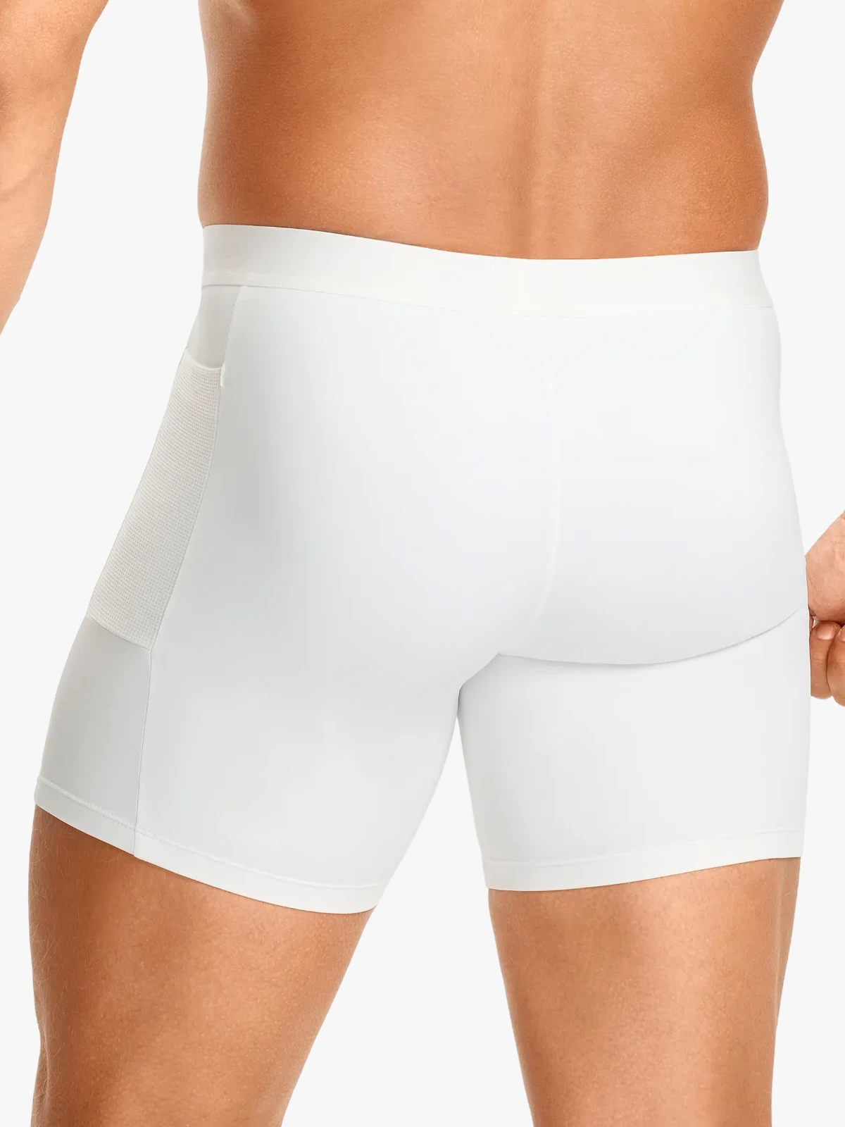 Mid-Waist Compression Boxer Briefs with Phone Pocket For Men