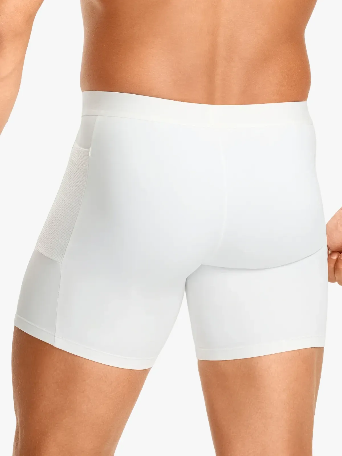Mid-Waist Compression Boxer Briefs with Phone Pocket For Men