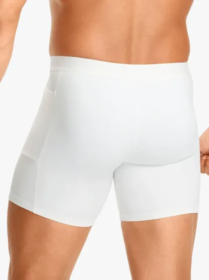 Mid-Waist Compression Boxer Briefs with Phone Pocket For Men