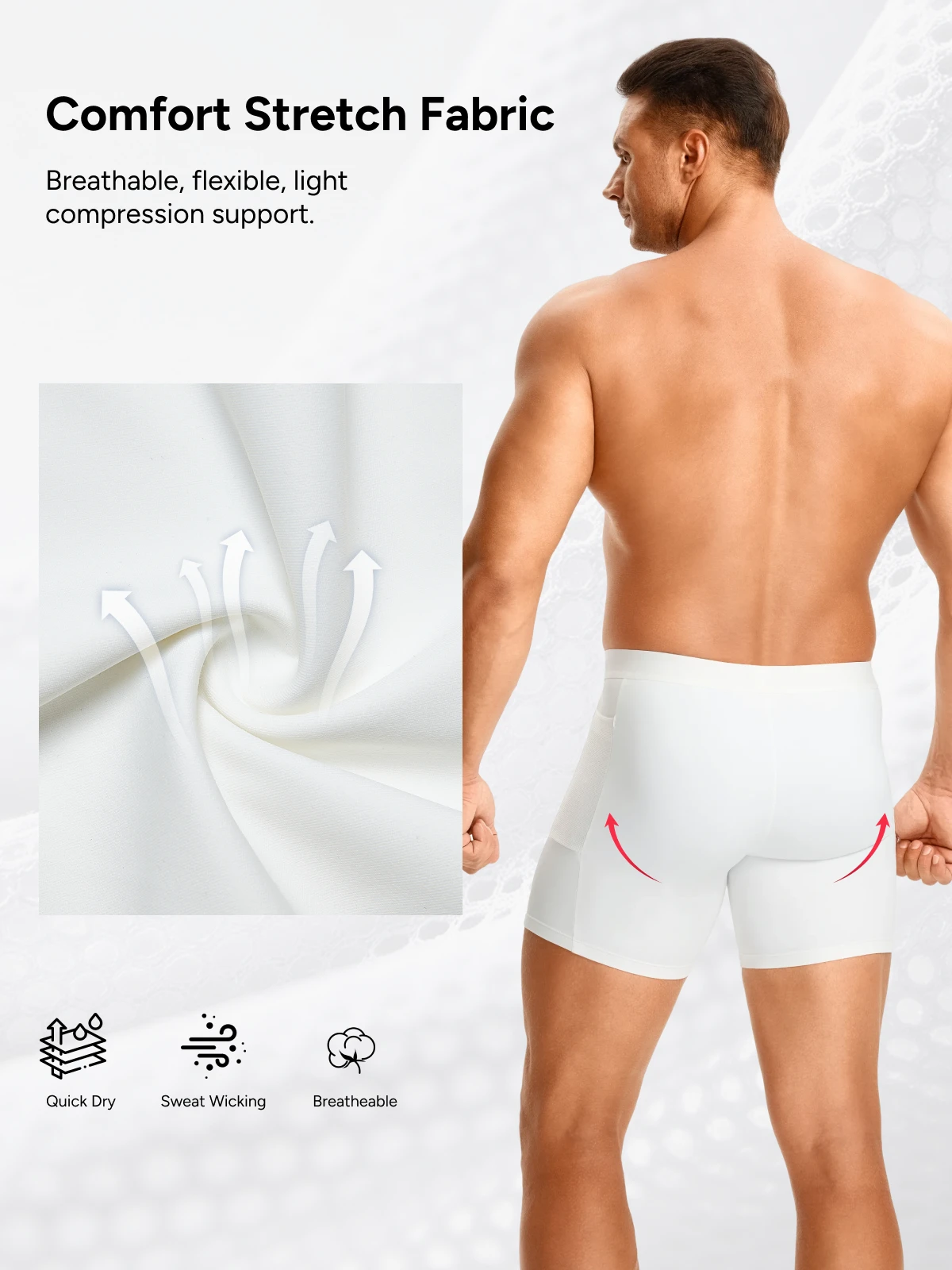 Mid-Waist Compression Boxer Briefs with Phone Pocket For Men