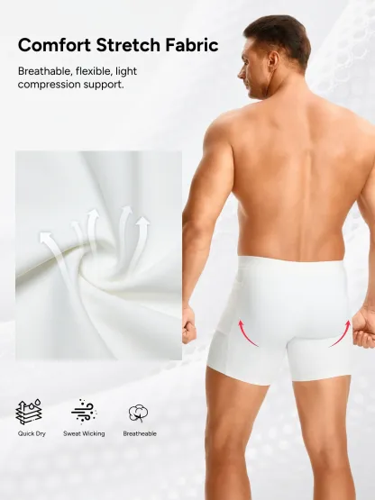 Mid-Waist Compression Boxer Briefs with Phone Pocket For Men