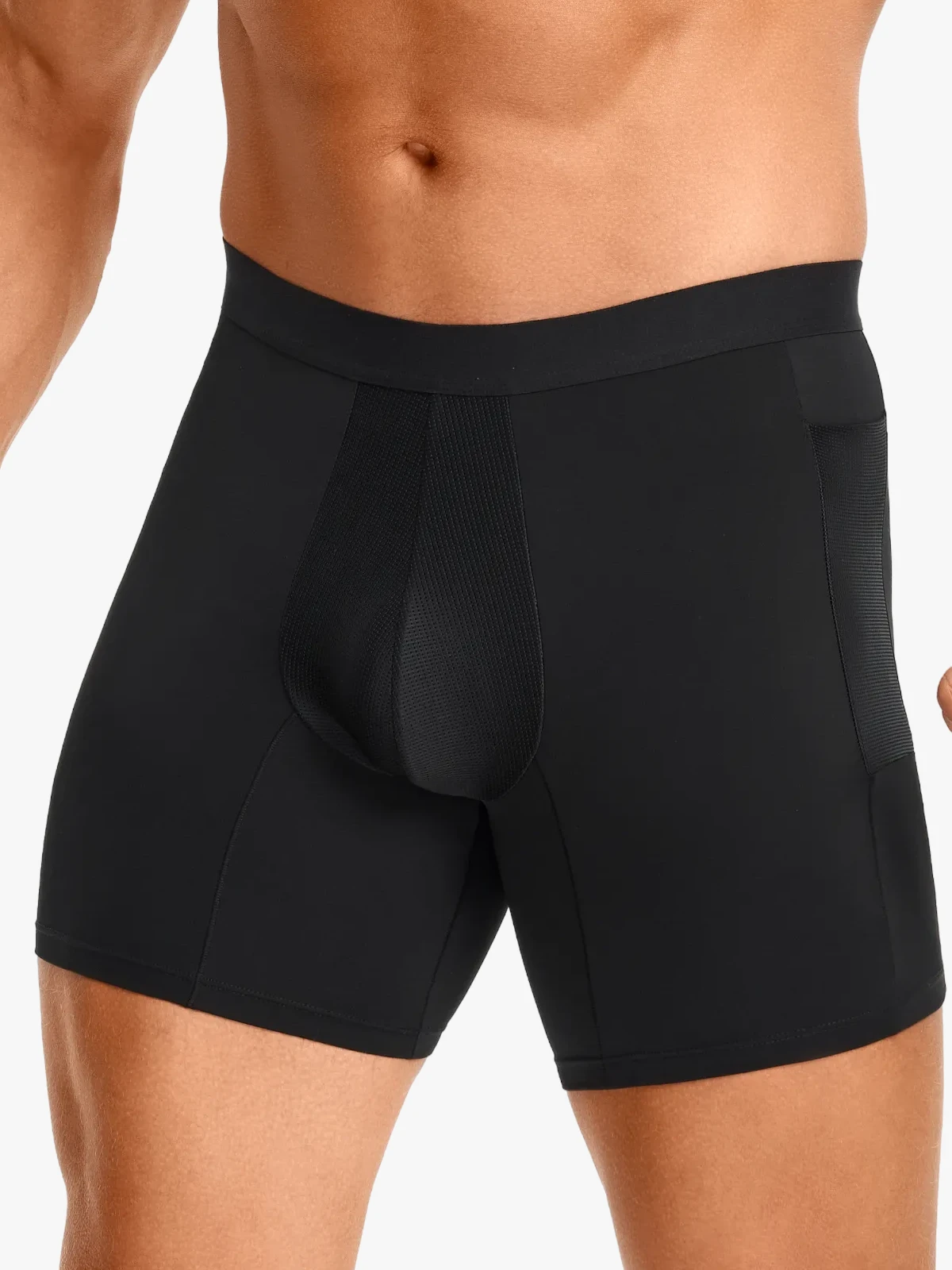 Mid-Waist Compression Boxer Briefs with Phone Pocket For Men