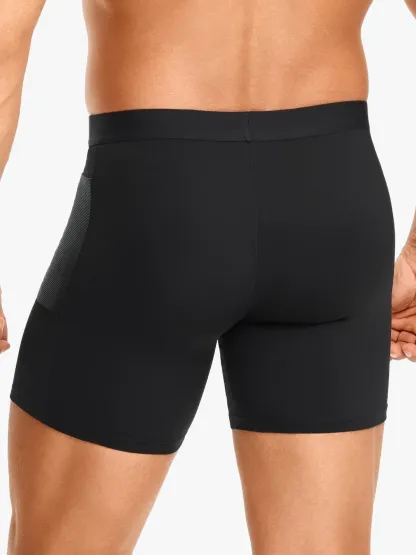 Mid-Waist Compression Boxer Briefs with Phone Pocket For Men