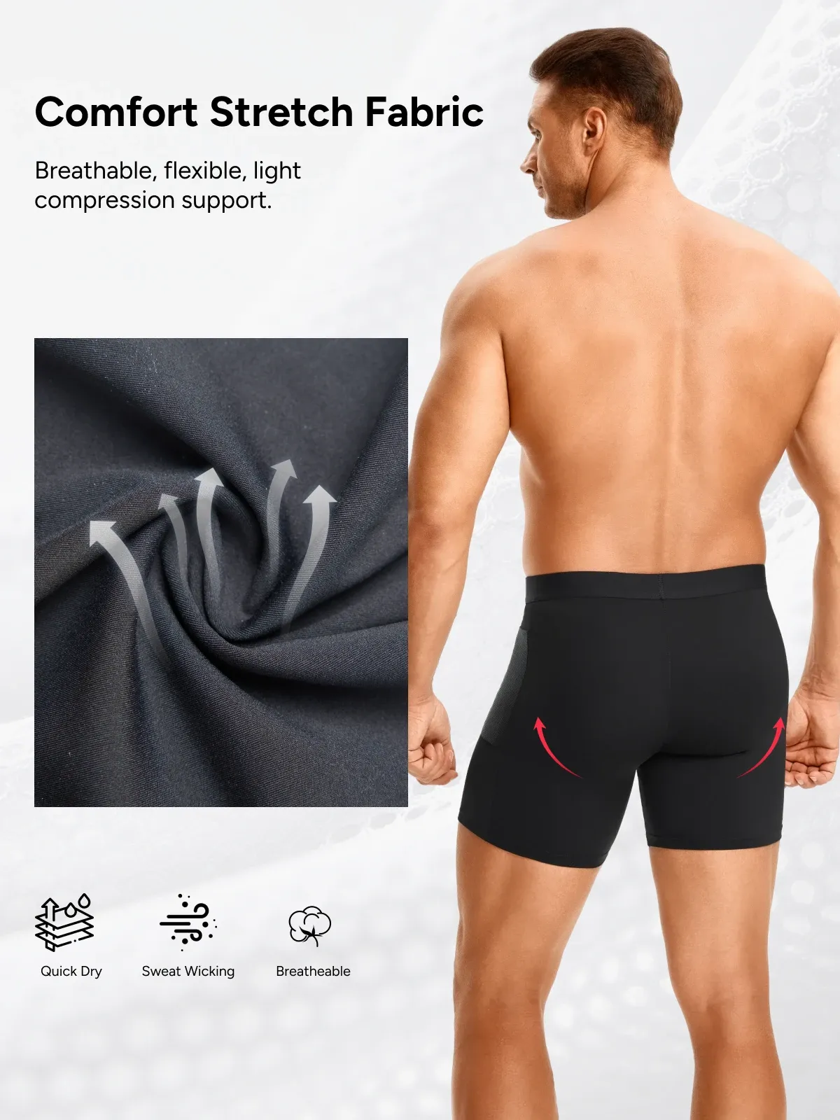 Mid-Waist Compression Boxer Briefs with Phone Pocket For Men