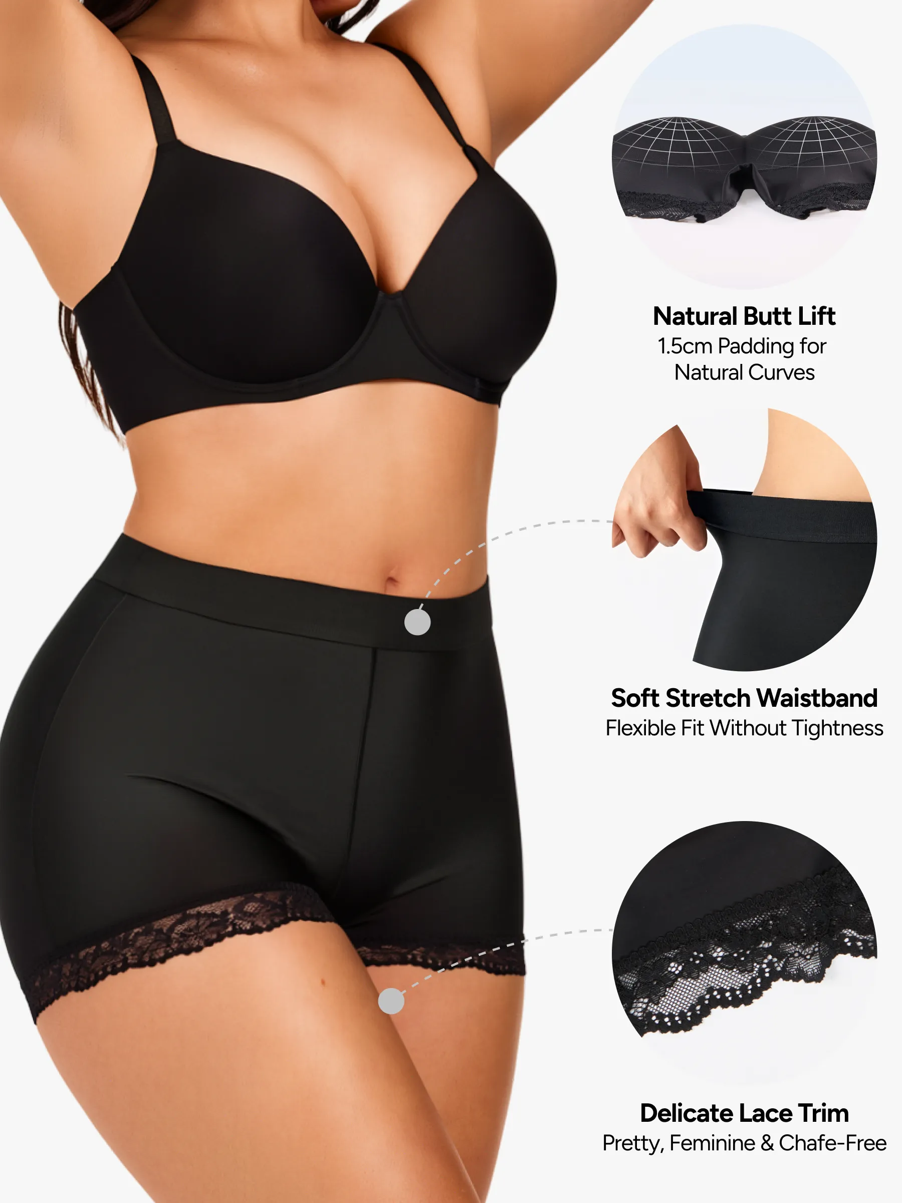 Women Mid-Rise Butt Lifter Padded Hip Enhancer Control Shorts