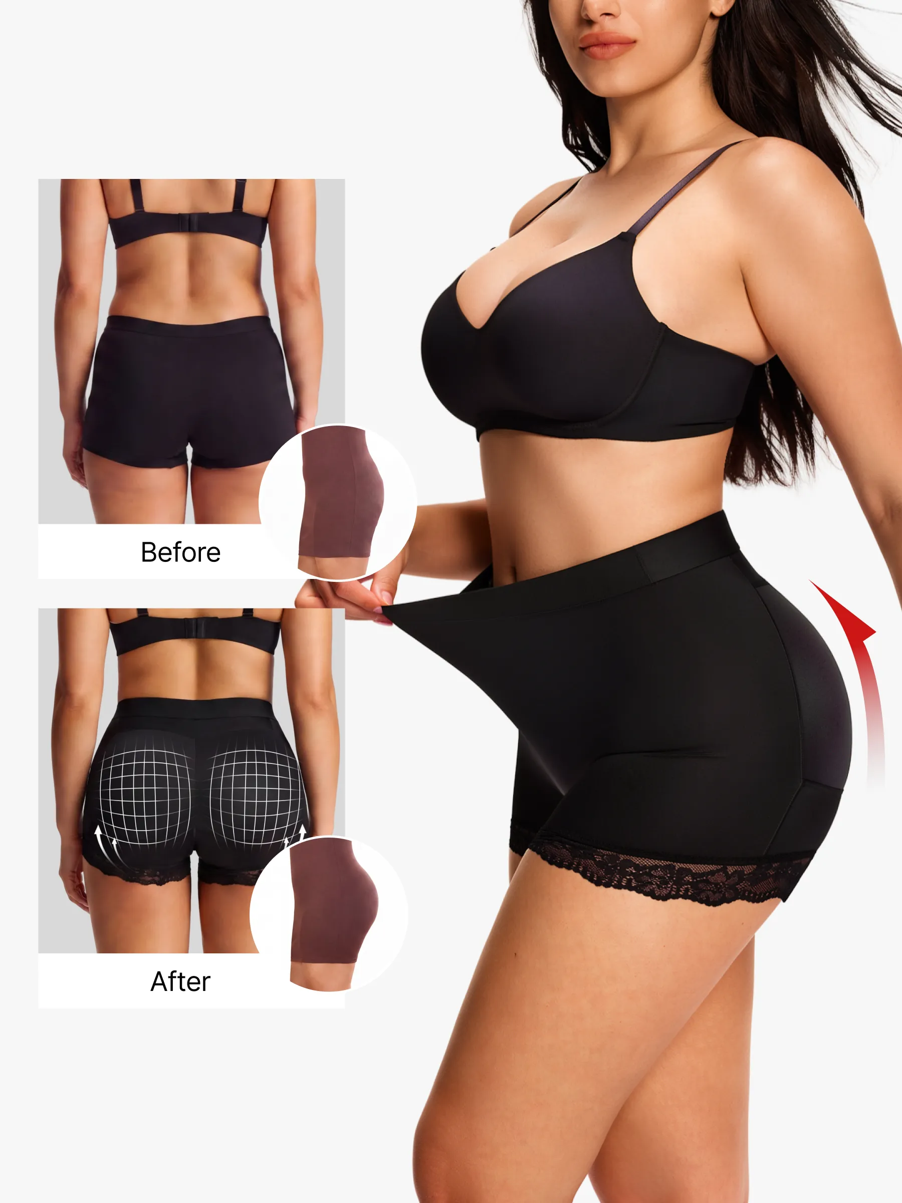 Women Mid-Rise Butt Lifter Padded Hip Enhancer Control Shorts