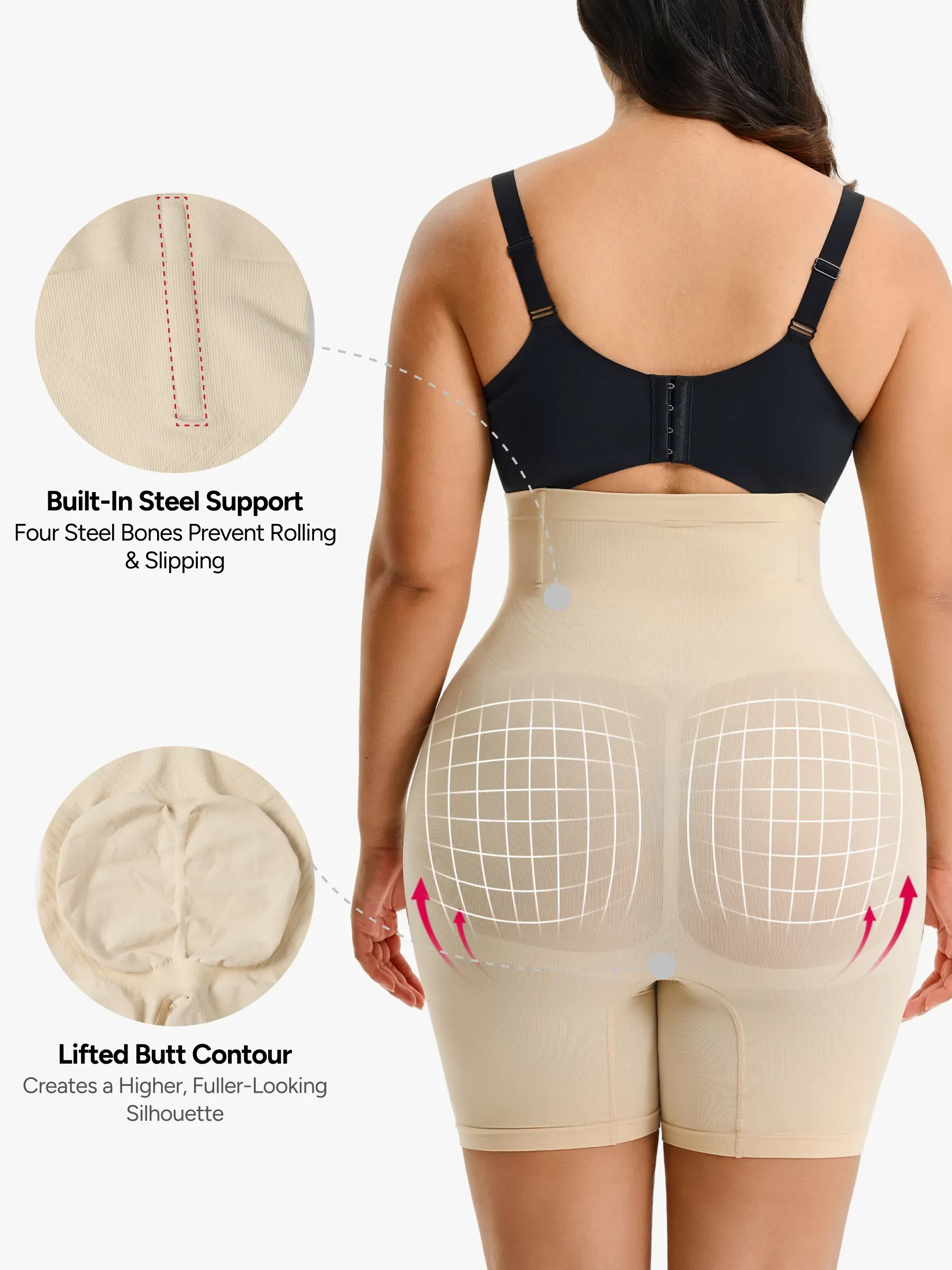 Women Seamless Tummy Control Panty High Waist Steel Bone Shaping Short