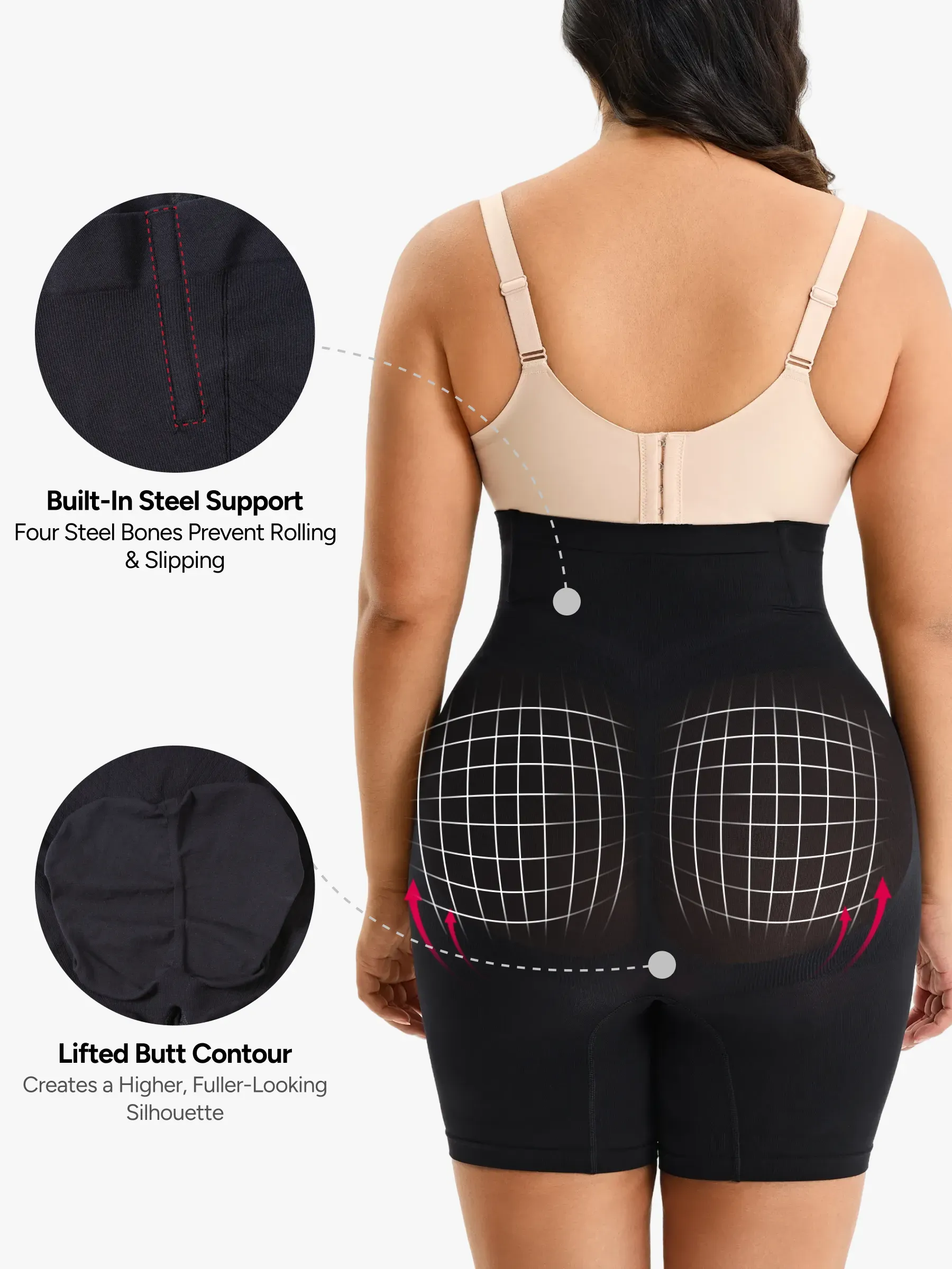 Women Seamless Tummy Control Panty High Waist Steel Bone Shaping Short