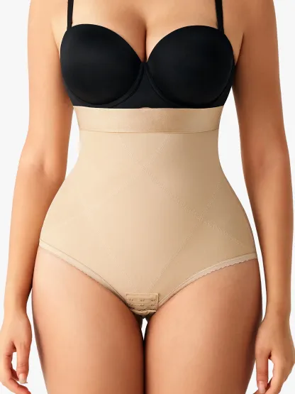 Women High Waist Postpartum Firm Control Panty with Open Crotch