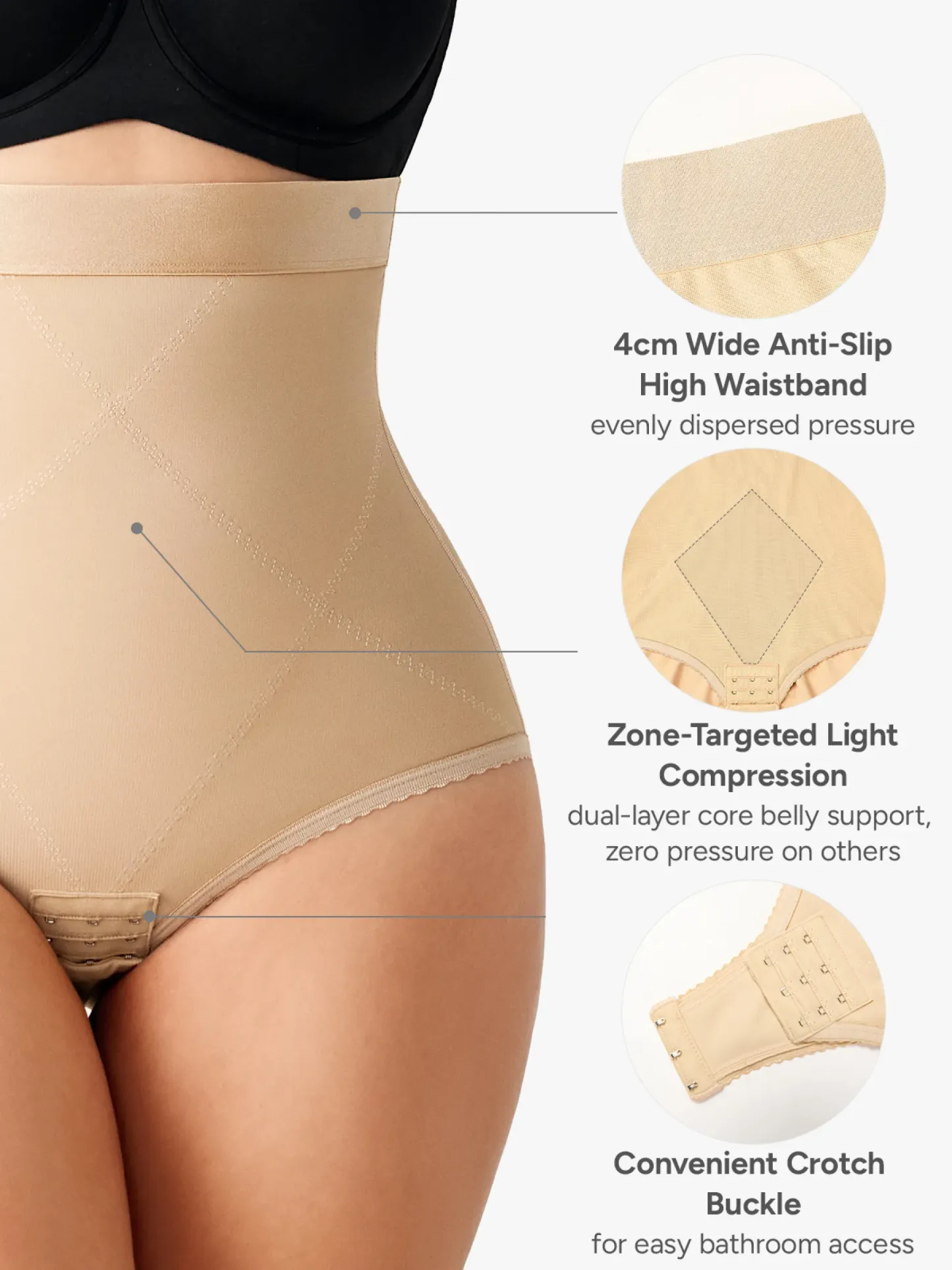 Women High Waist Postpartum Firm Control Panty with Open Crotch