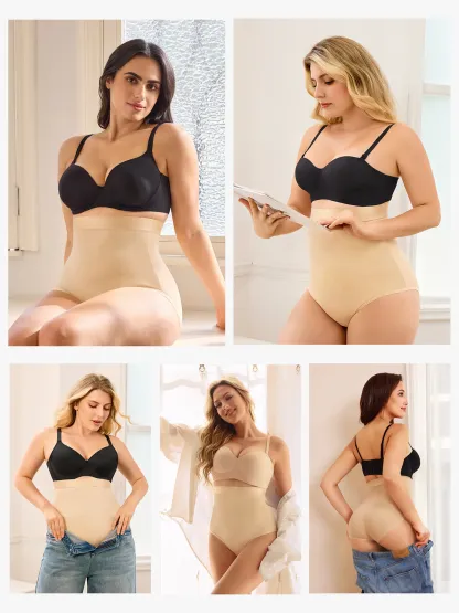 Women High Waist Postpartum Firm Control Panty with Open Crotch