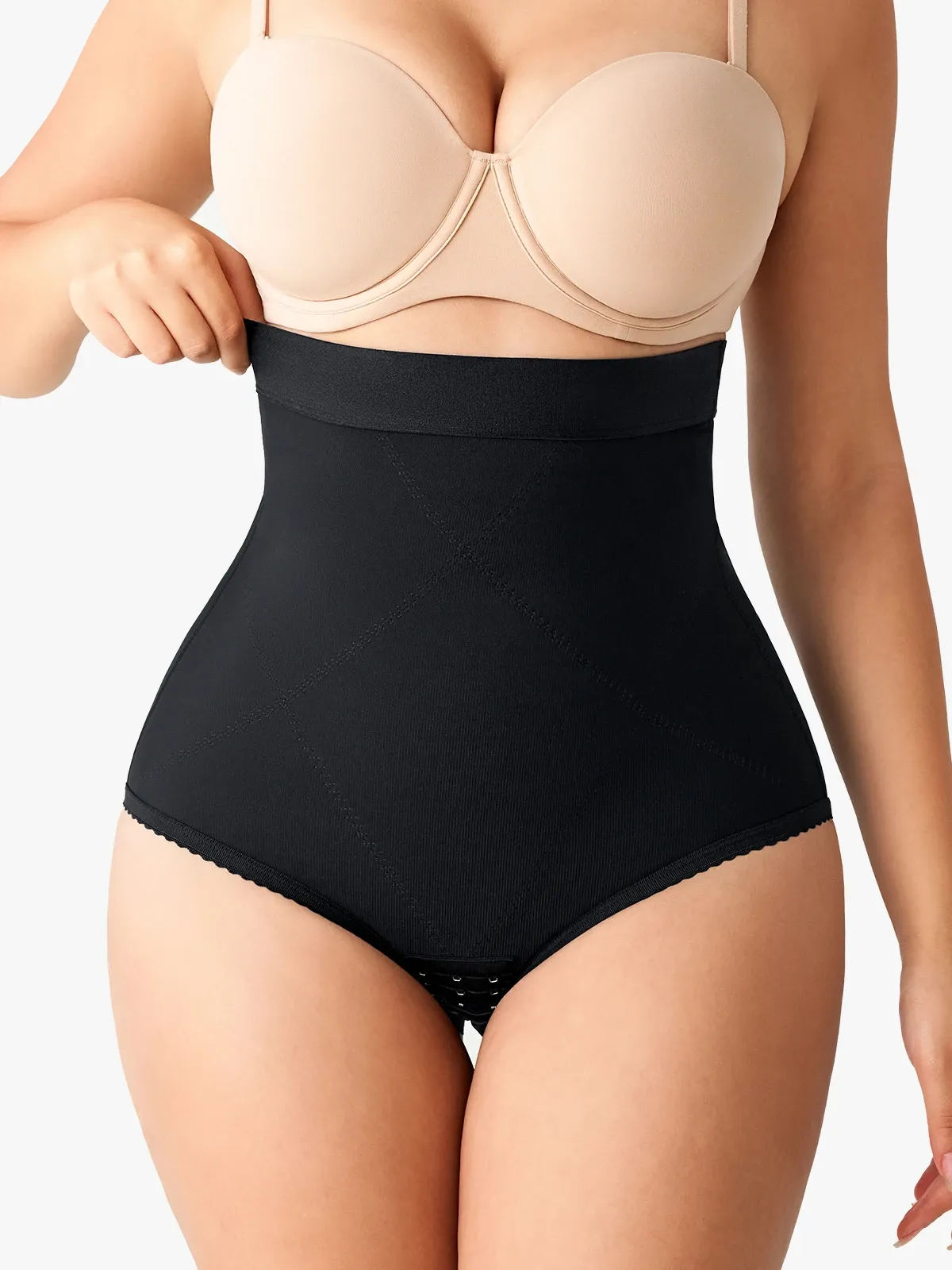 Women High Waist Postpartum Firm Control Panty with Open Crotch