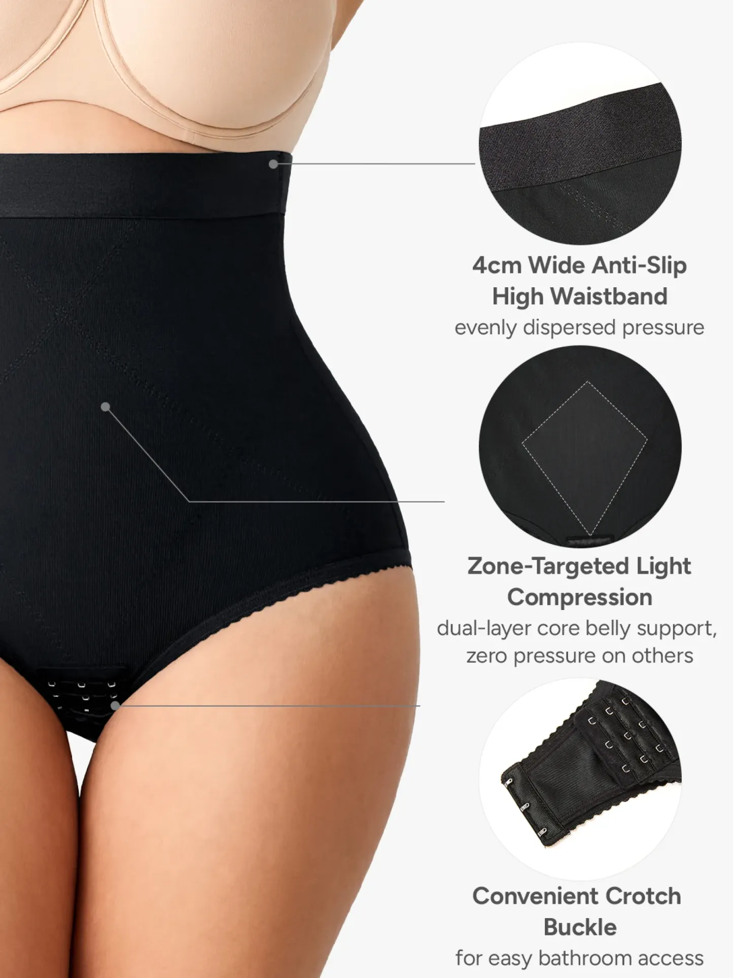 Women High Waist Postpartum Firm Control Panty with Open Crotch