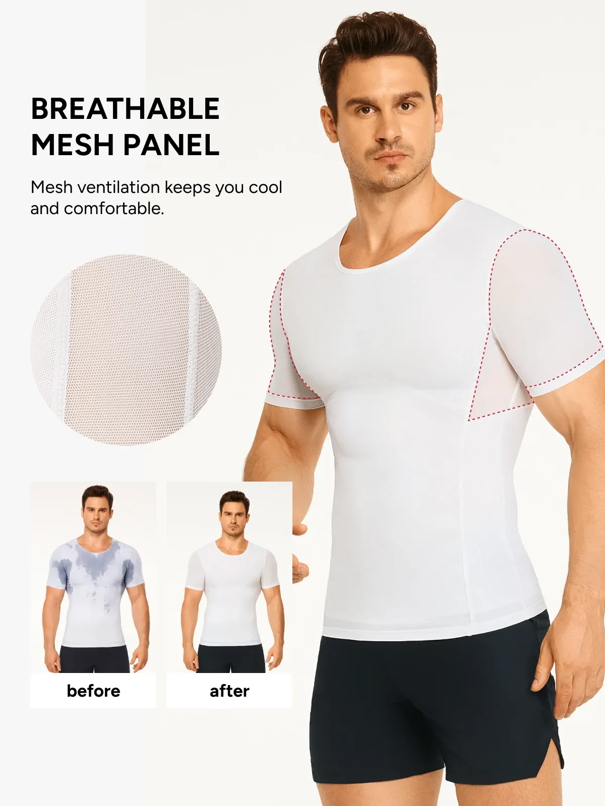 Cooling Mesh Compression Shapewear Shirt Breathable Slim Top