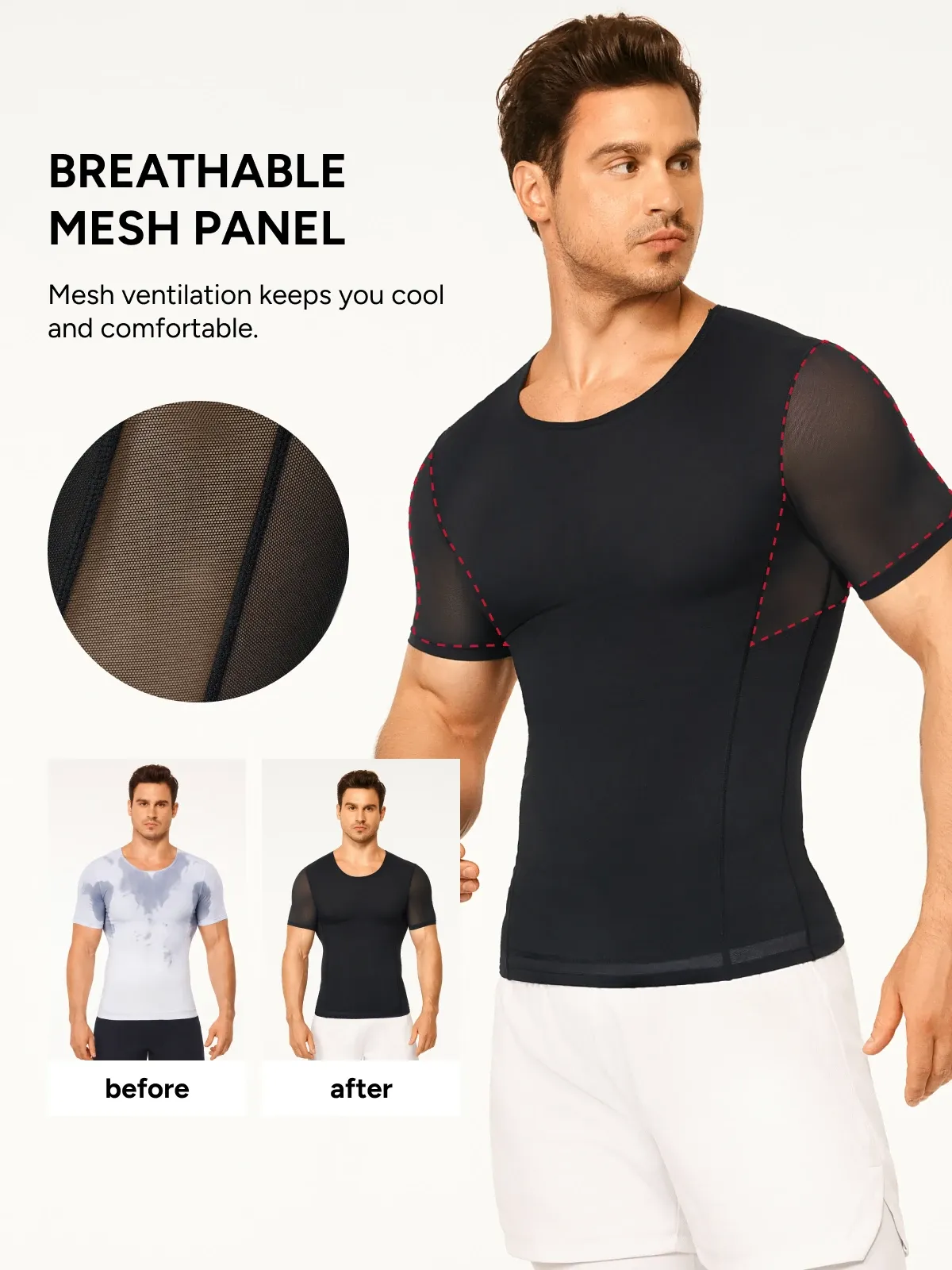 Cooling Mesh Compression Shapewear Shirt Breathable Slim Top