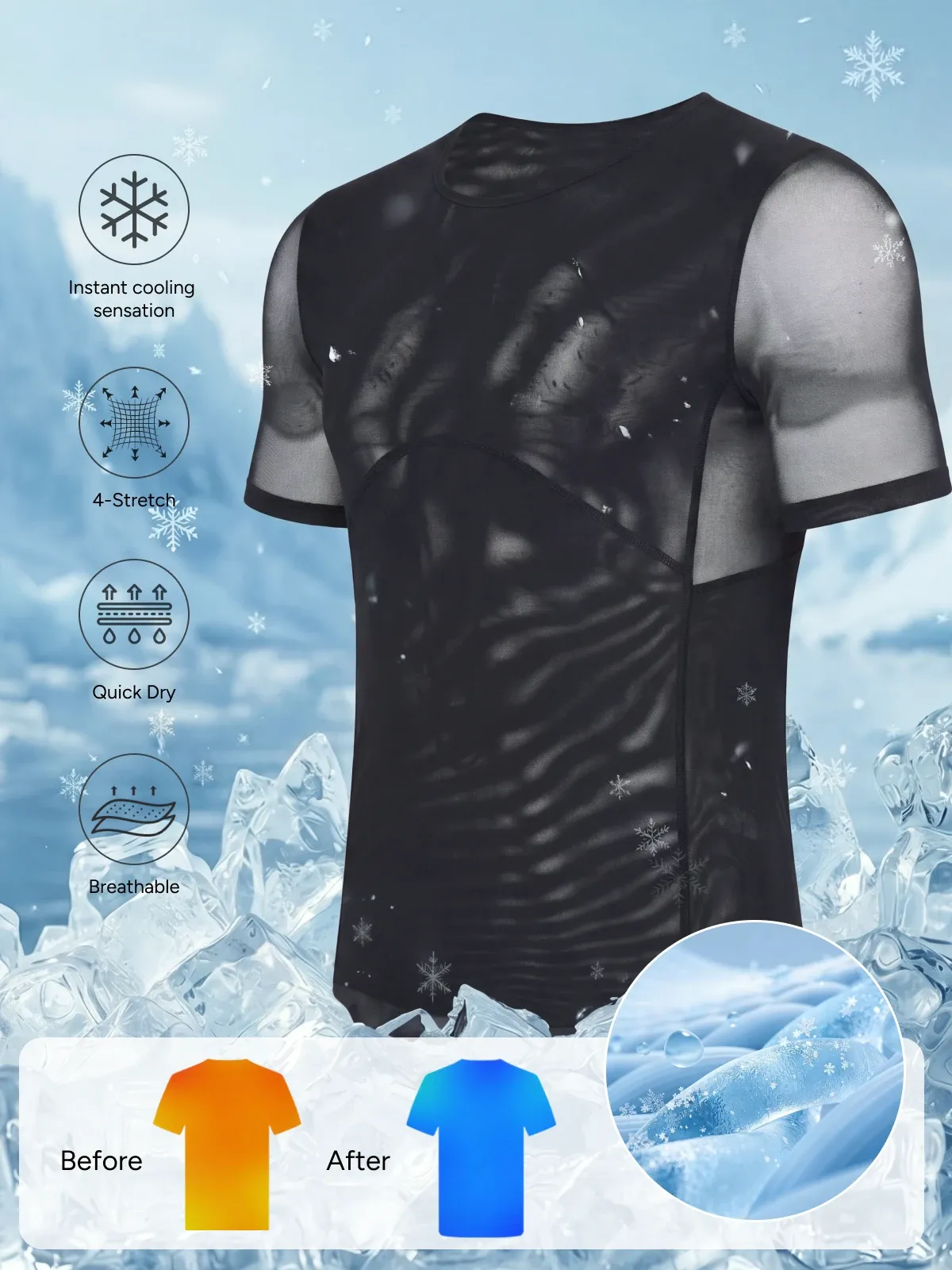 Cooling Mesh Compression Shapewear Shirt Breathable Slim Top